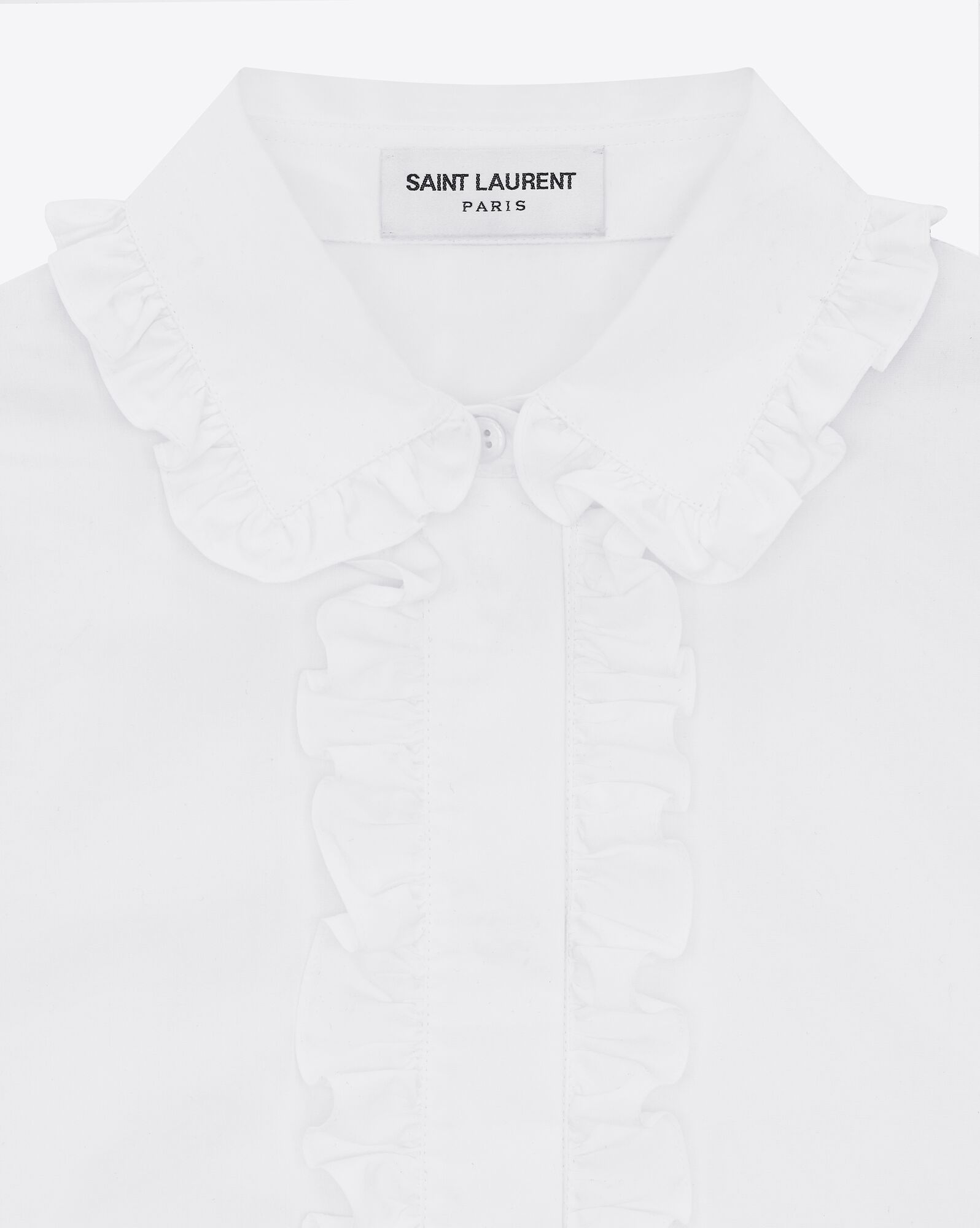 YSL Ruffled Shirt In Baumwoll Poplin Blanc | 17542-FNVW