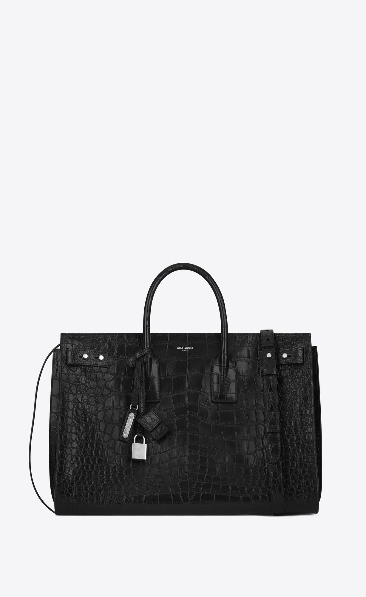 YSL Sac De Jour Large In Crocodile-embossed Leder Schwarz | 05829-QCVP