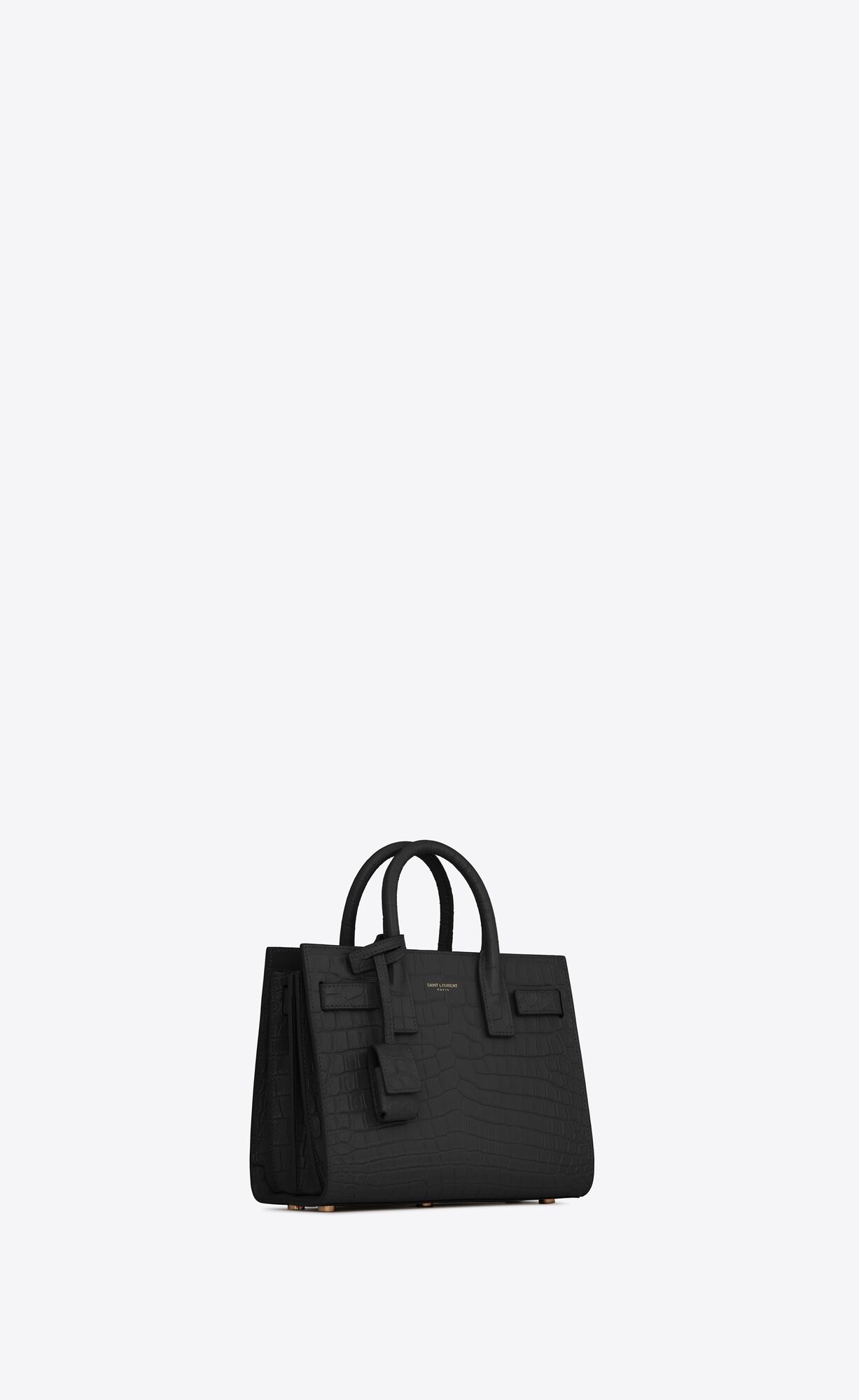 YSL Sac De Jour Nano In Crocodile-embossed Matte Leder Schwarz | 14268-FJYU