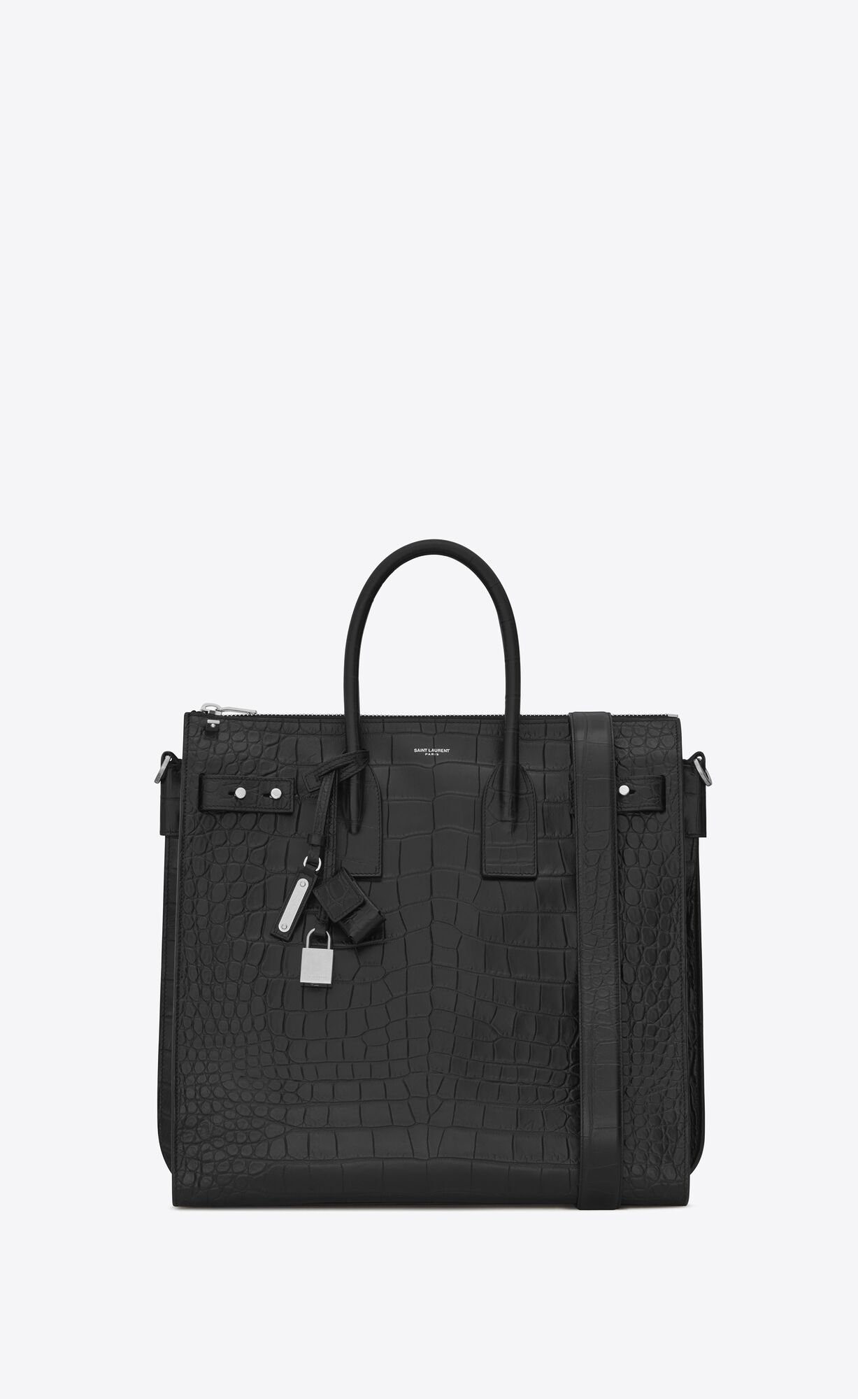 YSL Sac De Jour North/South Tote In Crocodile-embossed Leder Schwarz | 34719-VQPB