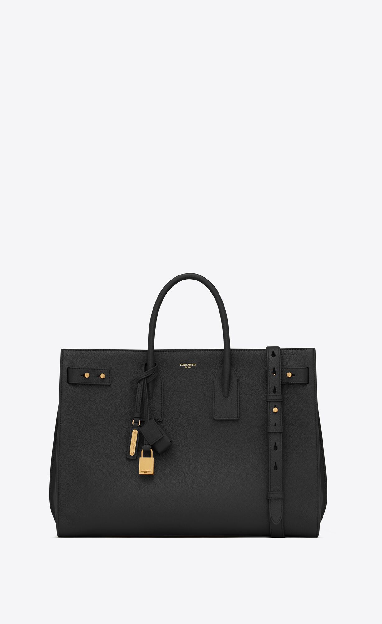 YSL Sac De Jour Thin Large Bag In Grained Leder Noir | 86147-CEBS