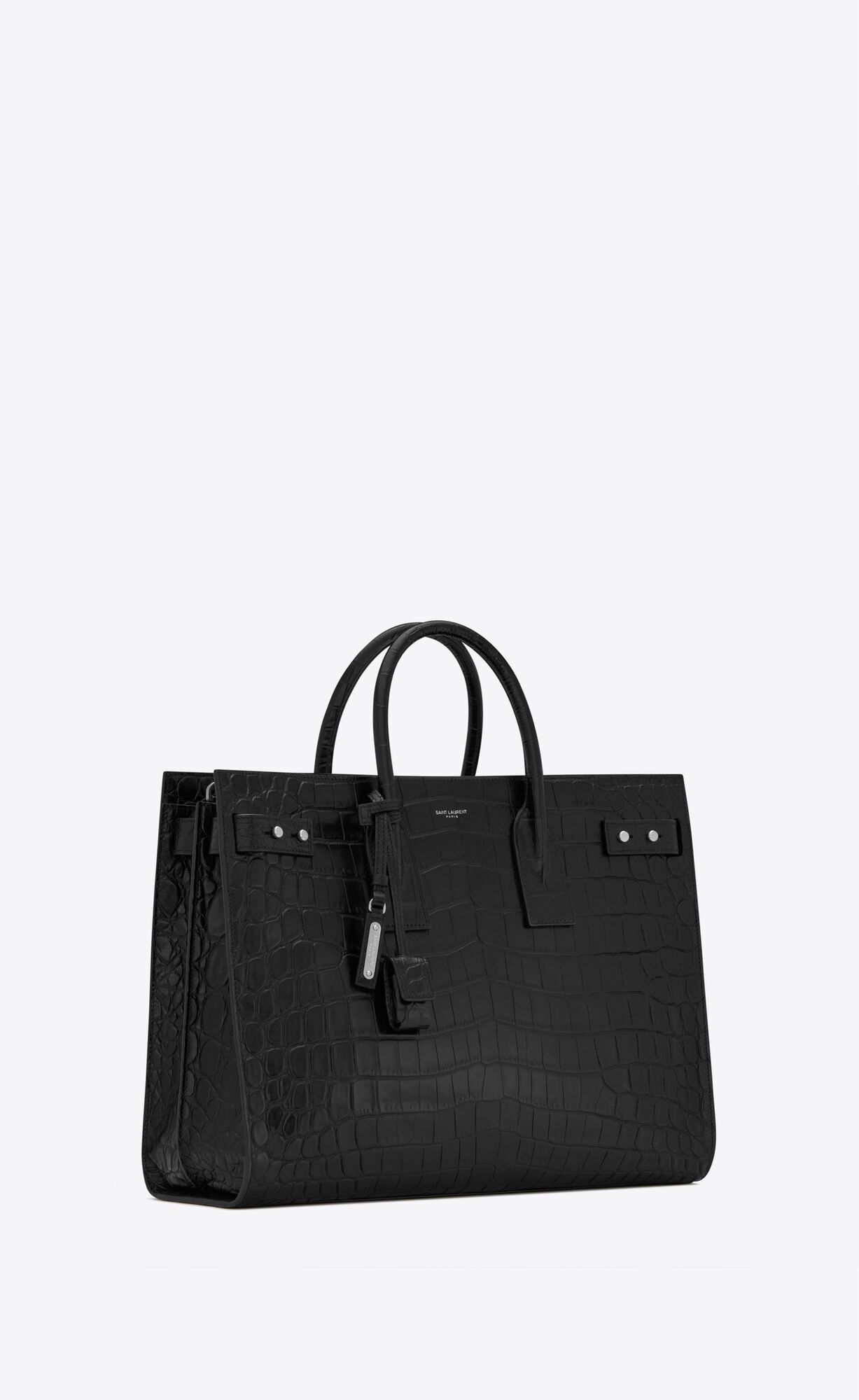 YSL Sac De Jour Thin Large In Crocodile-embossed Leder Schwarz | 91038-YPSV