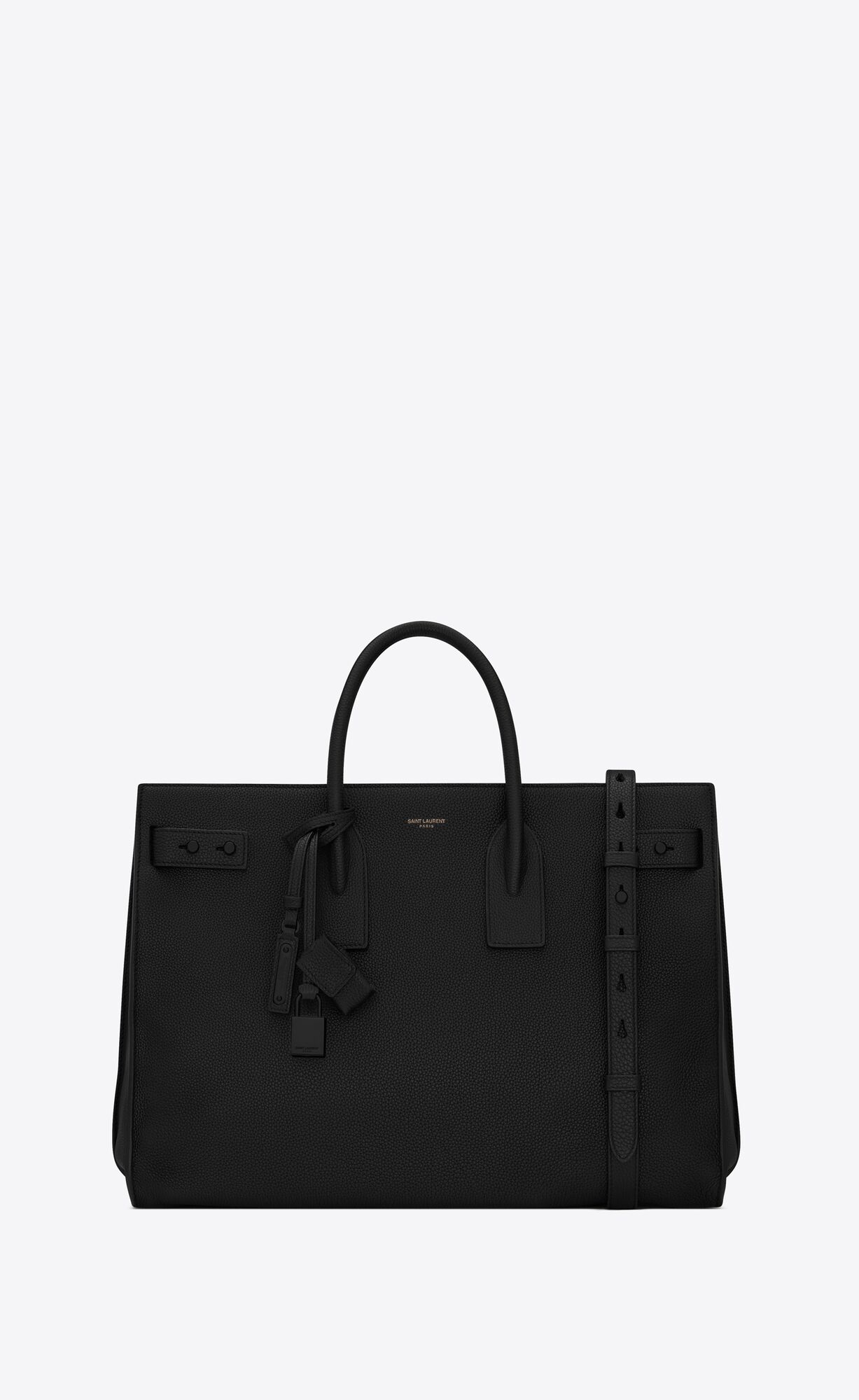 YSL Sac De Jour Thin Large In Grained Leder Schwarz | 41623-ORPD