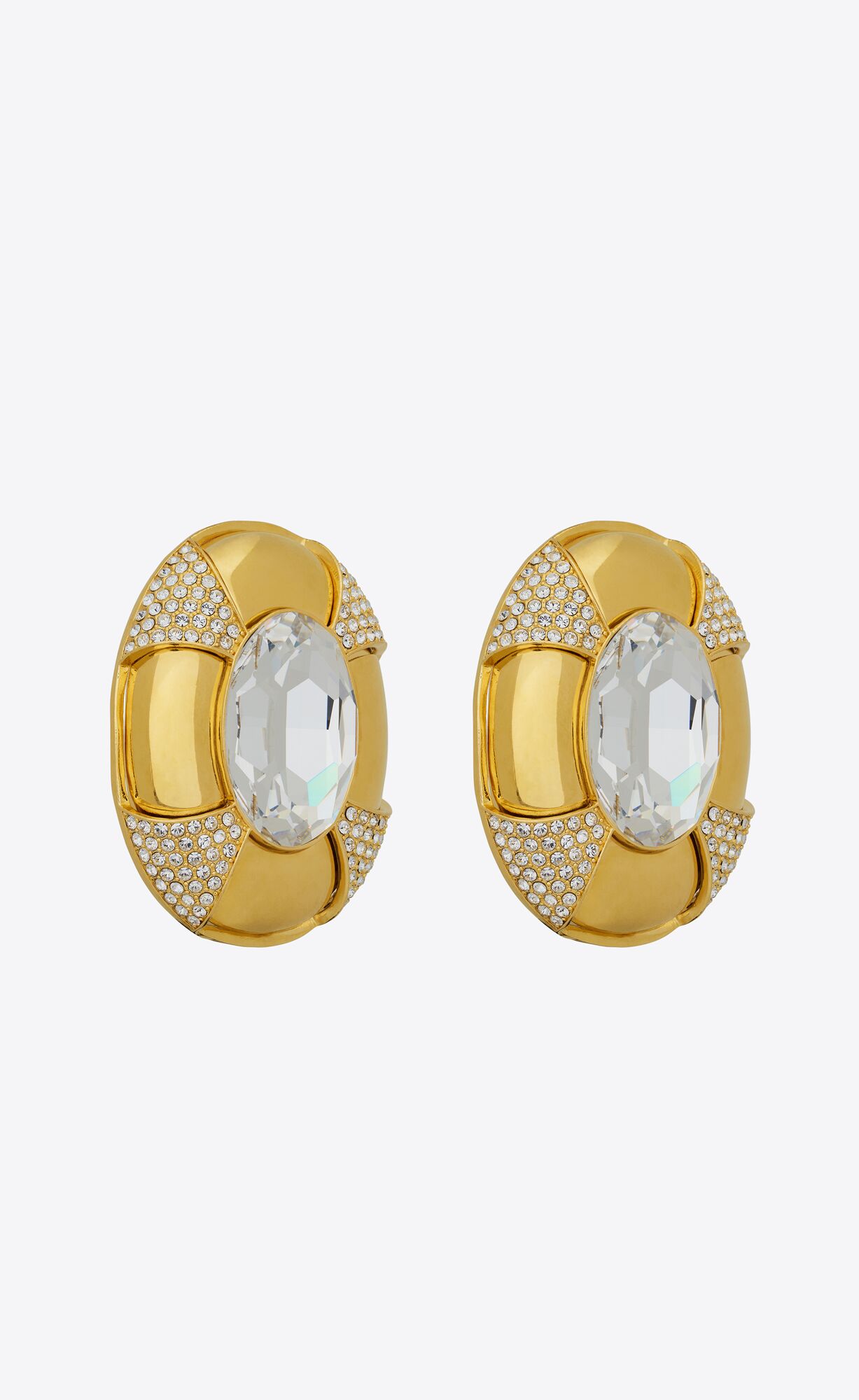 YSL Saharienne Earrings In Metal And Rhinestones Gold | 96183-PIXN