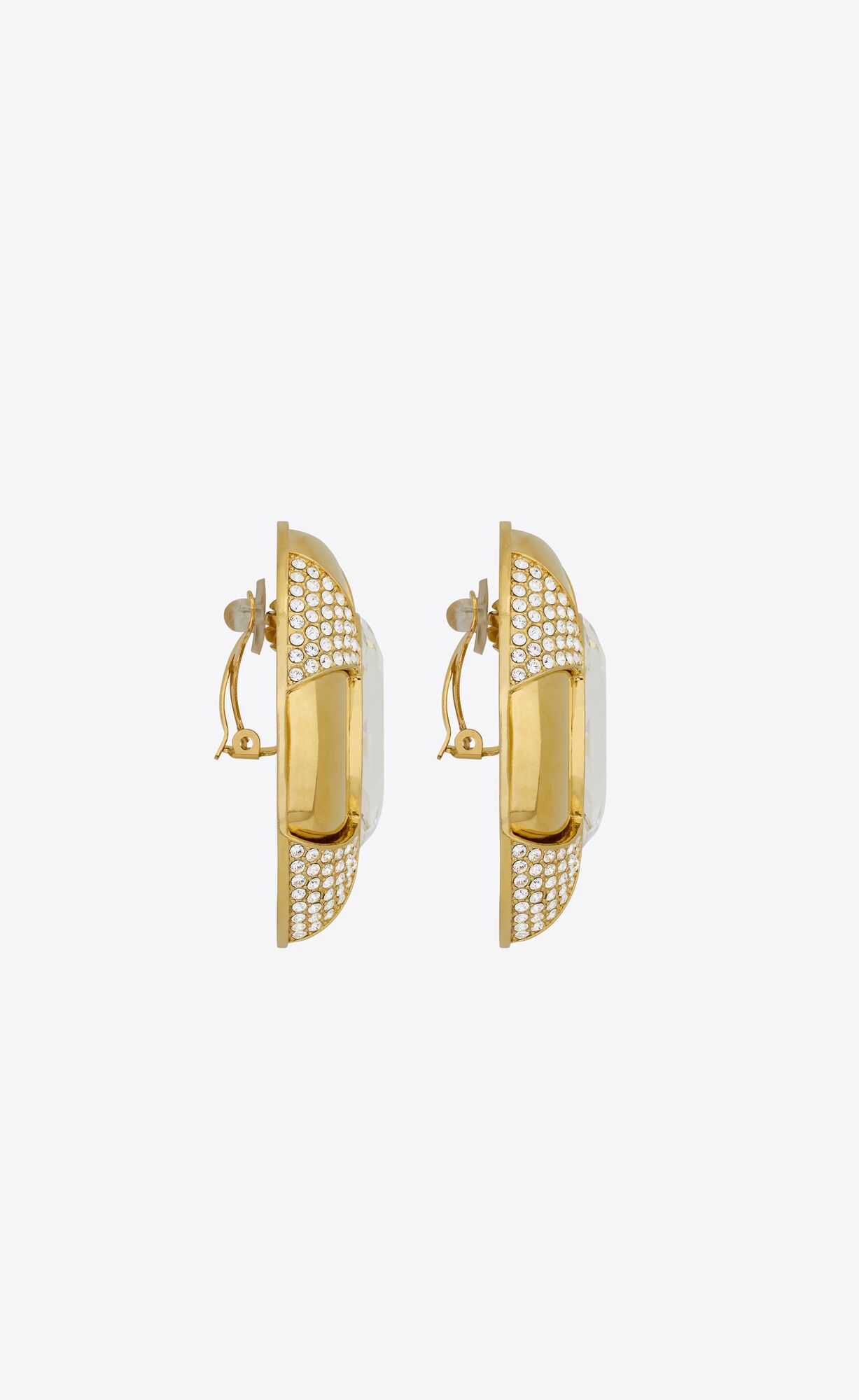 YSL Saharienne Earrings In Metal And Rhinestones Gold | 96183-PIXN