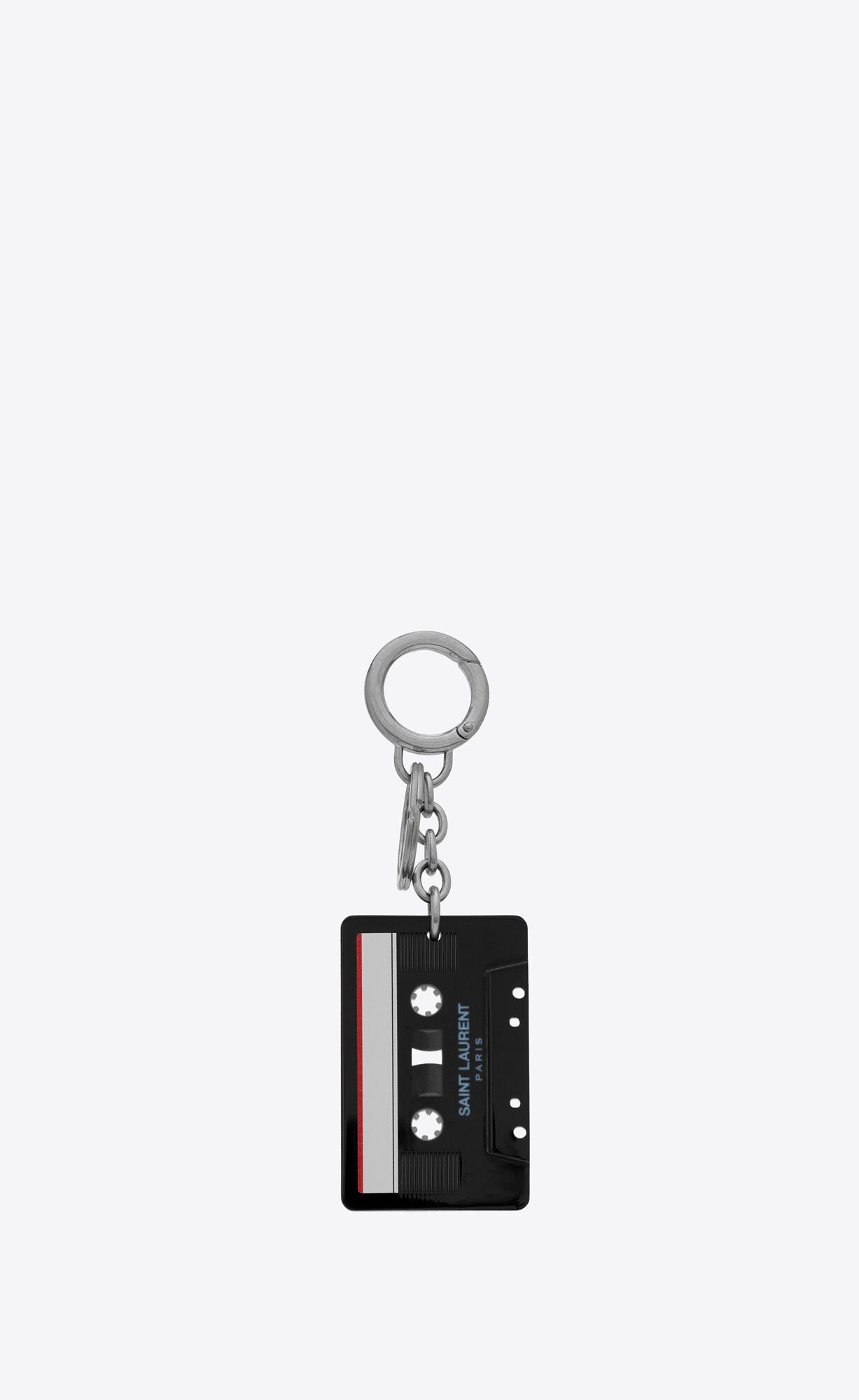 YSL Saint Laurent Cassette Tape Keyring Schwarz Weiß | 06739-ERJN