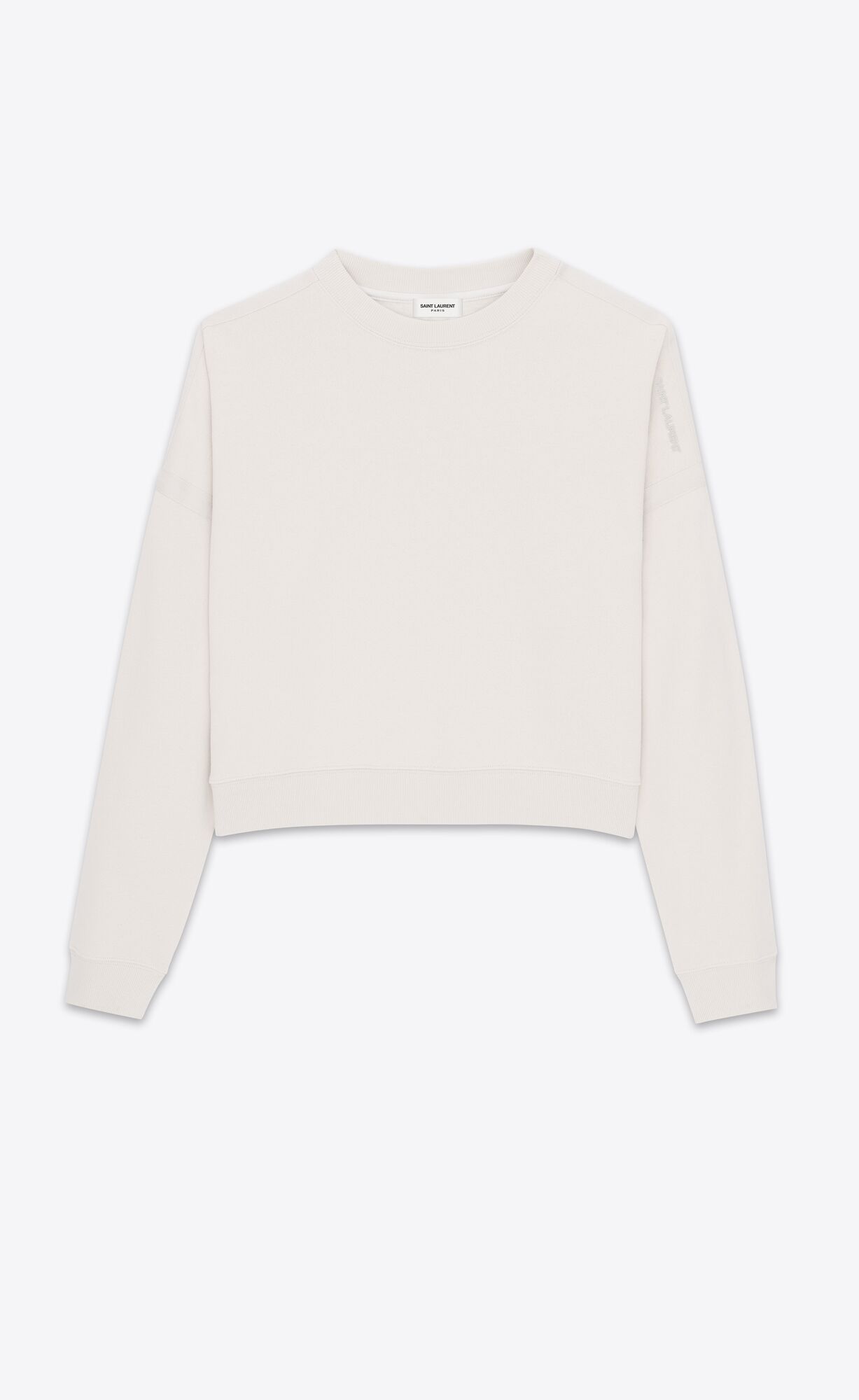 YSL Saint Laurent Cropped Sweatshirt Dirty Ecru | 75439-HLDJ