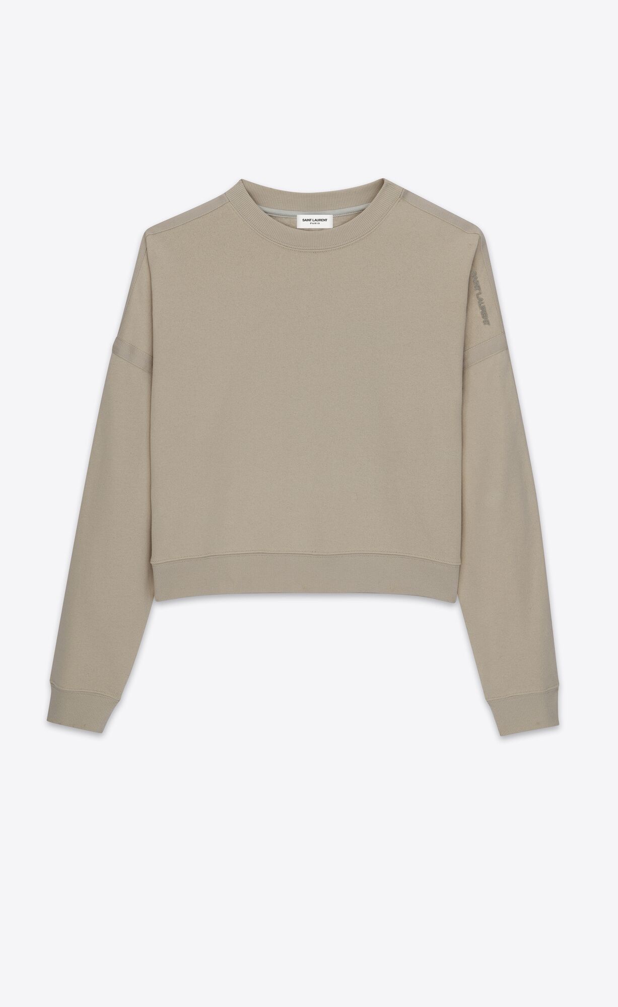 YSL Saint Laurent Cropped Sweatshirt Mastic | 51364-DUKO