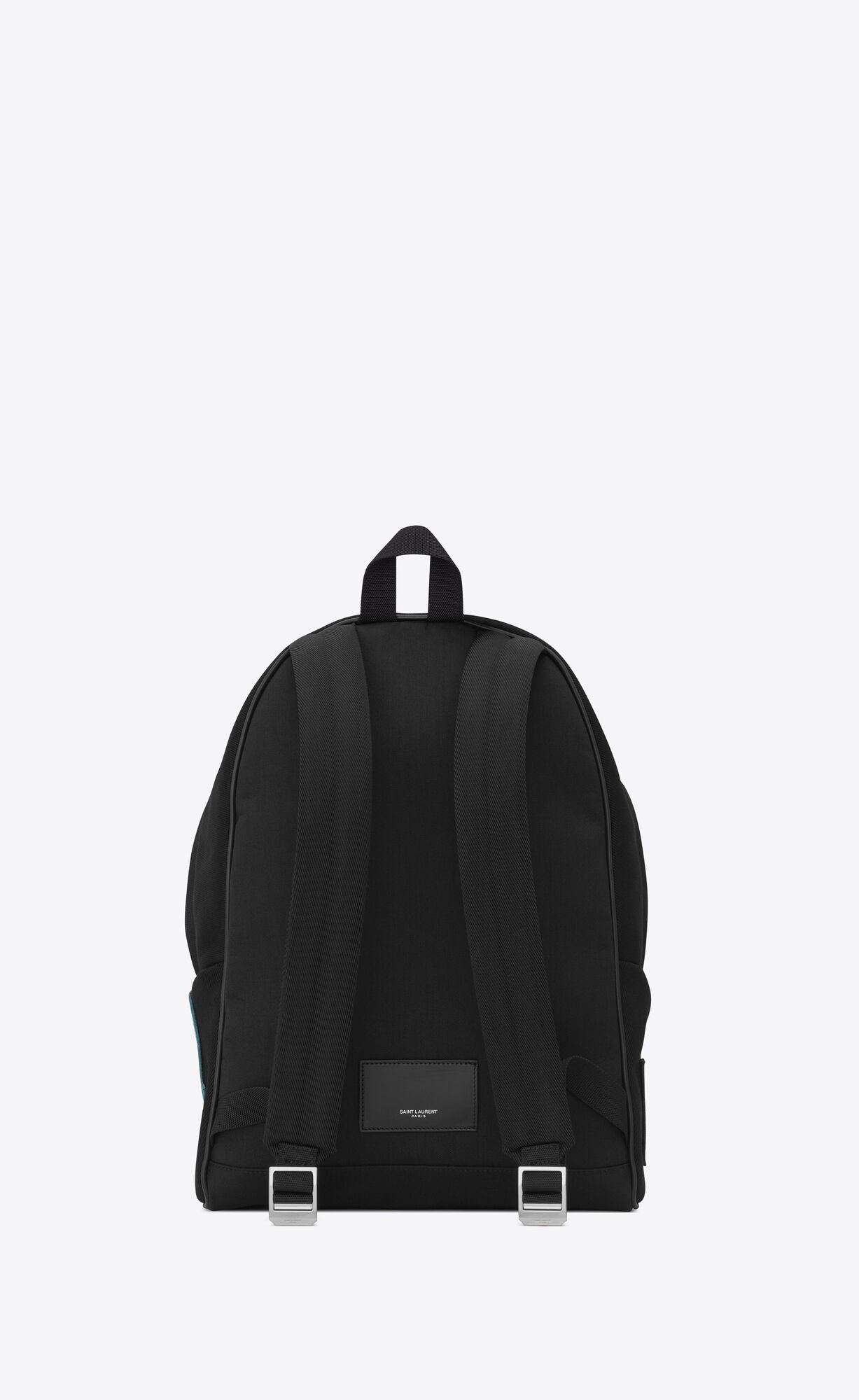 YSL Saint Laurent Embroidered City Backpack In Canvas Schwarz Weiß | 27640-KDFJ