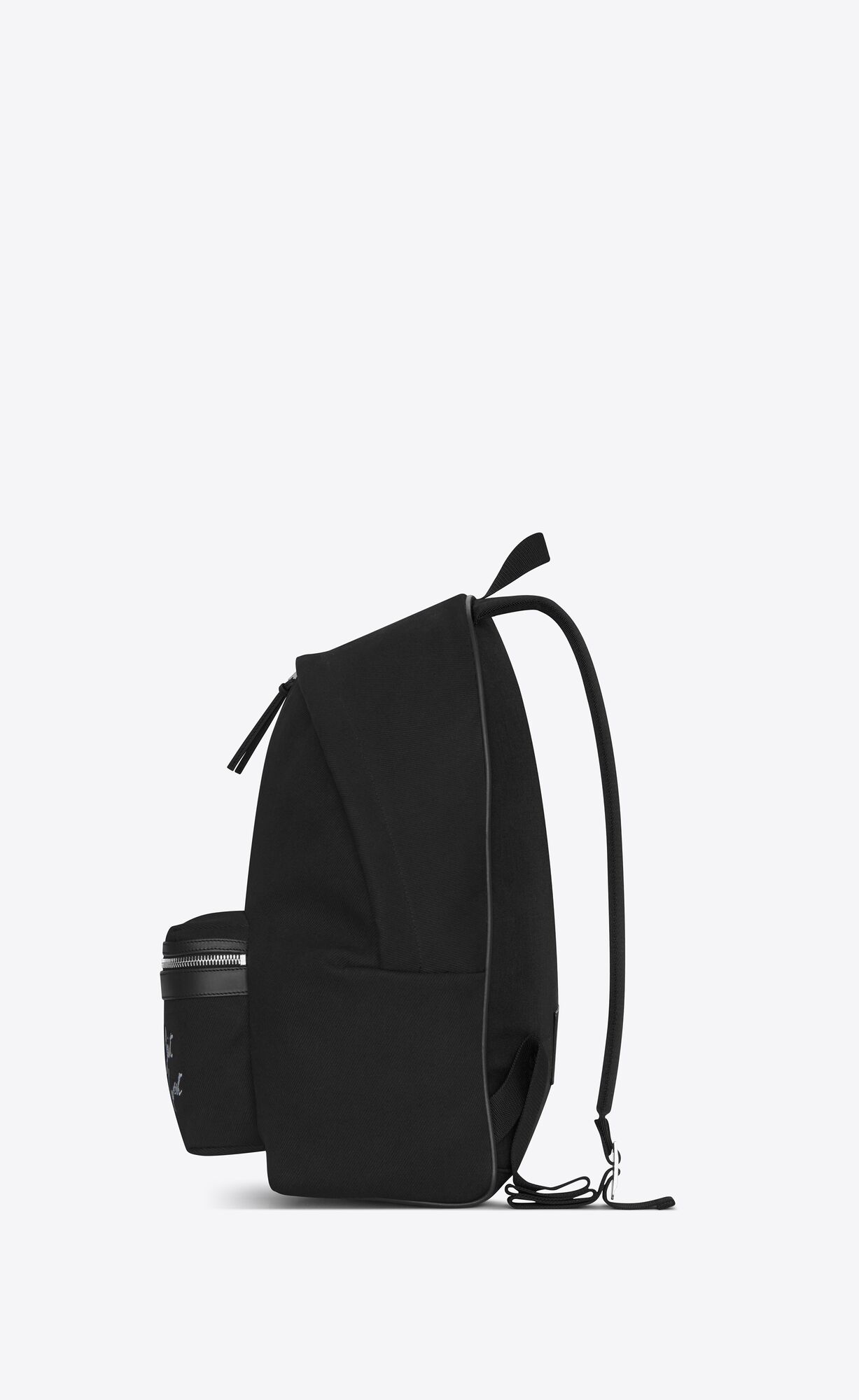 YSL Saint Laurent Embroidered City Backpack In Canvas Schwarz Weiß | 27640-KDFJ