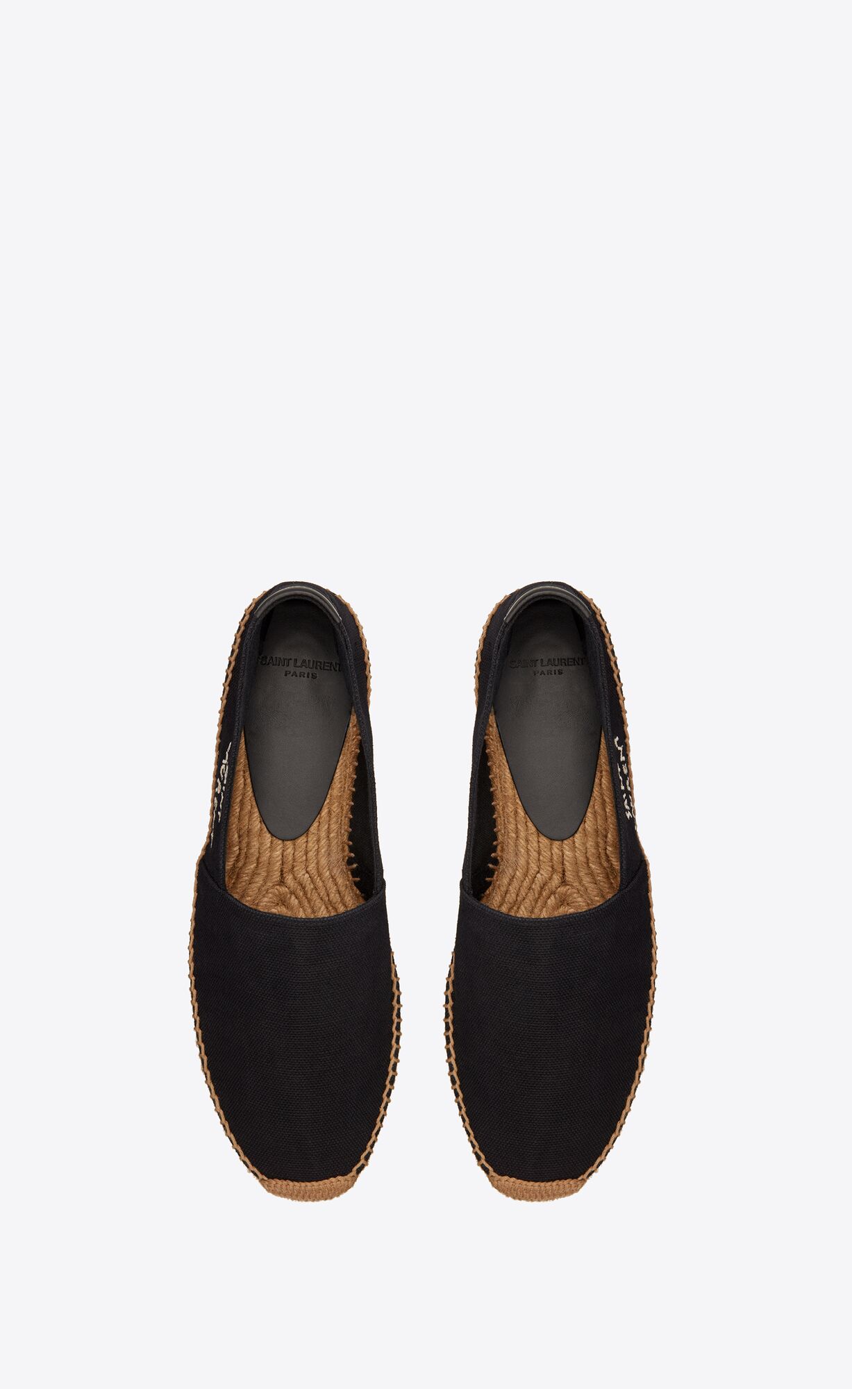 YSL Saint Laurent Embroidered Espadrilles In Canvas Schwarz | 15098-RGKZ