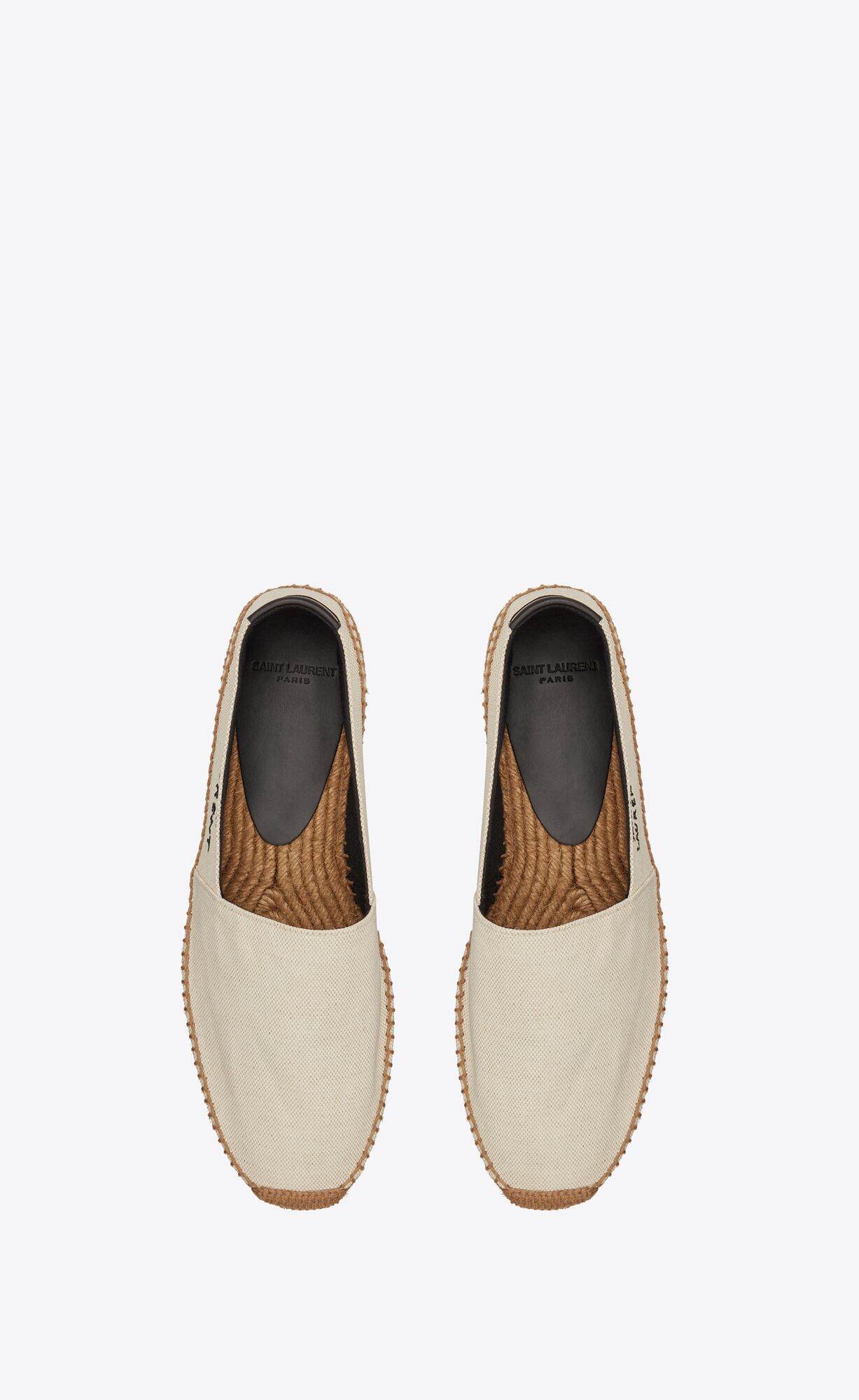 YSL Saint Laurent Embroidered Espadrilles In Canvas Beige | 54910-XUZN