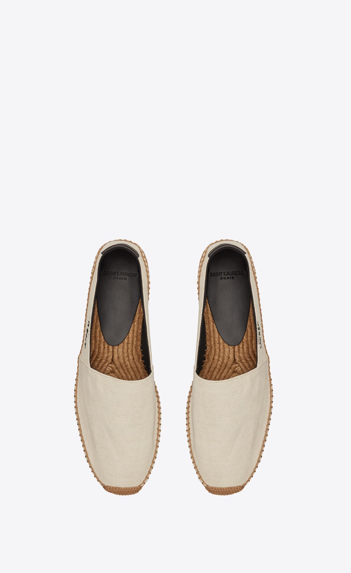 YSL Saint Laurent Embroidered Espadrilles In Canvas Beige | 96845-LDAB