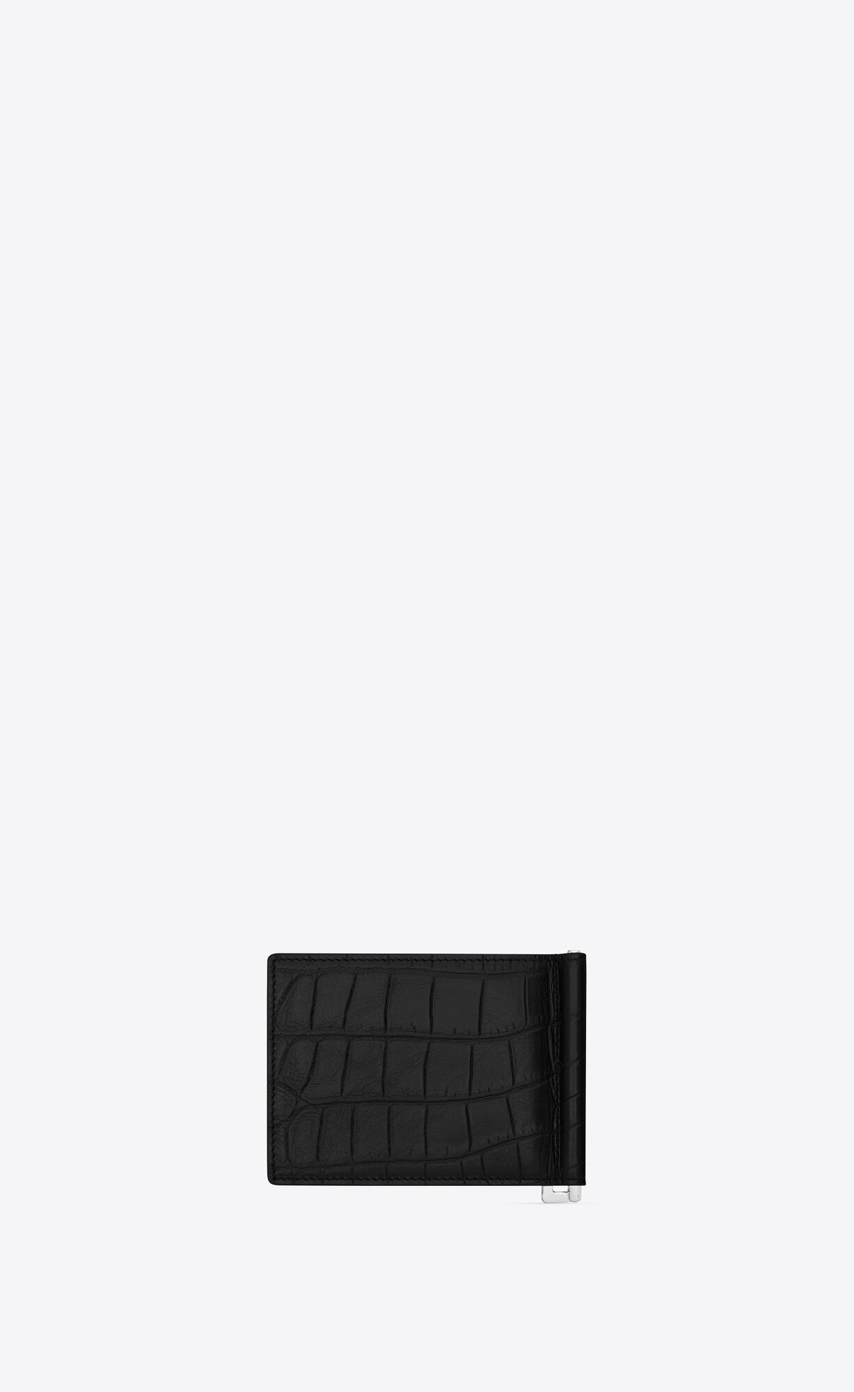 YSL Saint Laurent Paris Bill Clip Wallet In Crocodile-embossed Leder Schwarz | 04693-EXYK