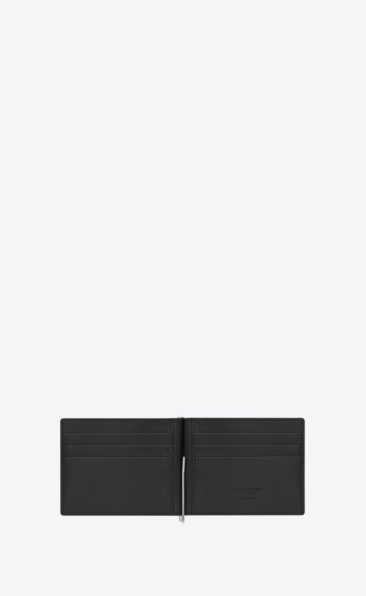 YSL Saint Laurent Paris Bill Clip Wallet In Grain De Poudre Embossed Leder Schwarz | 86729-FVSY