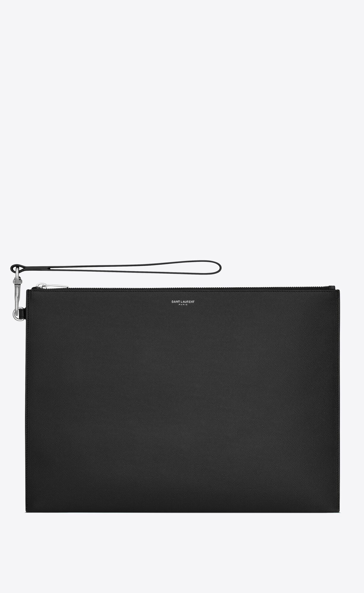 YSL Saint Laurent Paris Document Holder In Grain De Poudre Embossed Leder Schwarz | 45689-JMQW