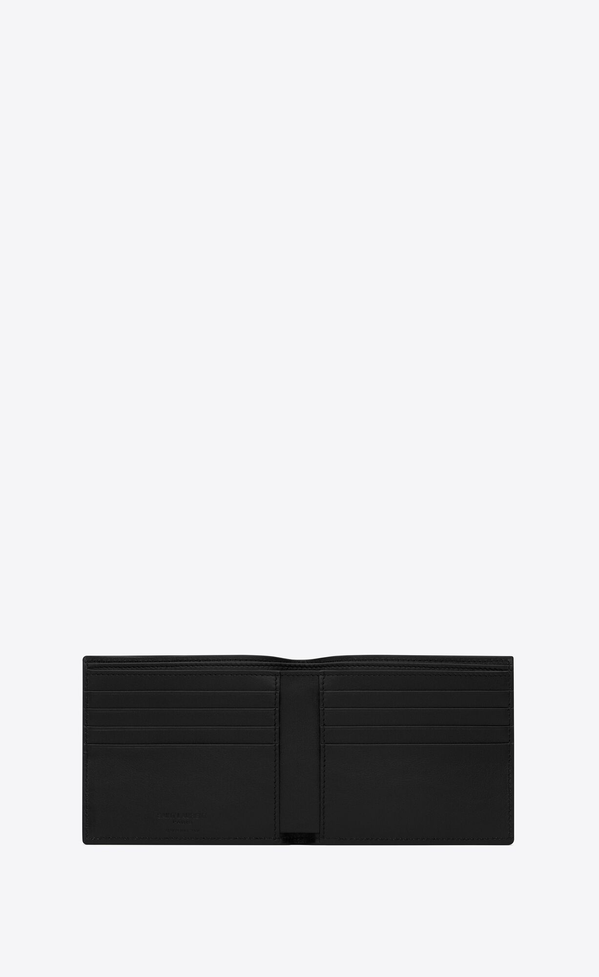 YSL Saint Laurent Paris East/West Wallet In Brushed Lack Leder Schwarz Weiß | 62935-SYUV