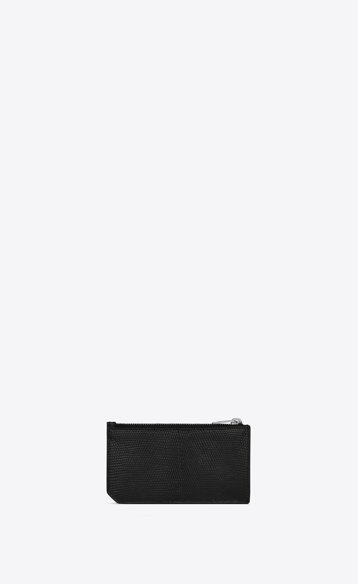 YSL Saint Laurent Paris Fragments Zipped Credit Card Case In Lizard Schwarz | 01748-AQLG