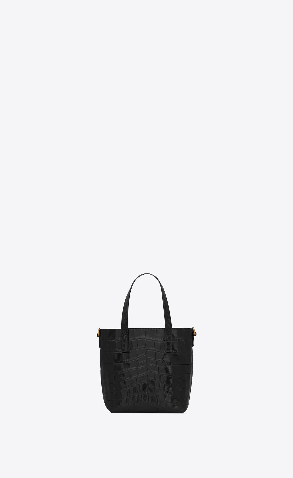 YSL Saint Laurent Paris Mini Toy Shopping In Crocodile-embossed Leder Noir | 02649-JLDS