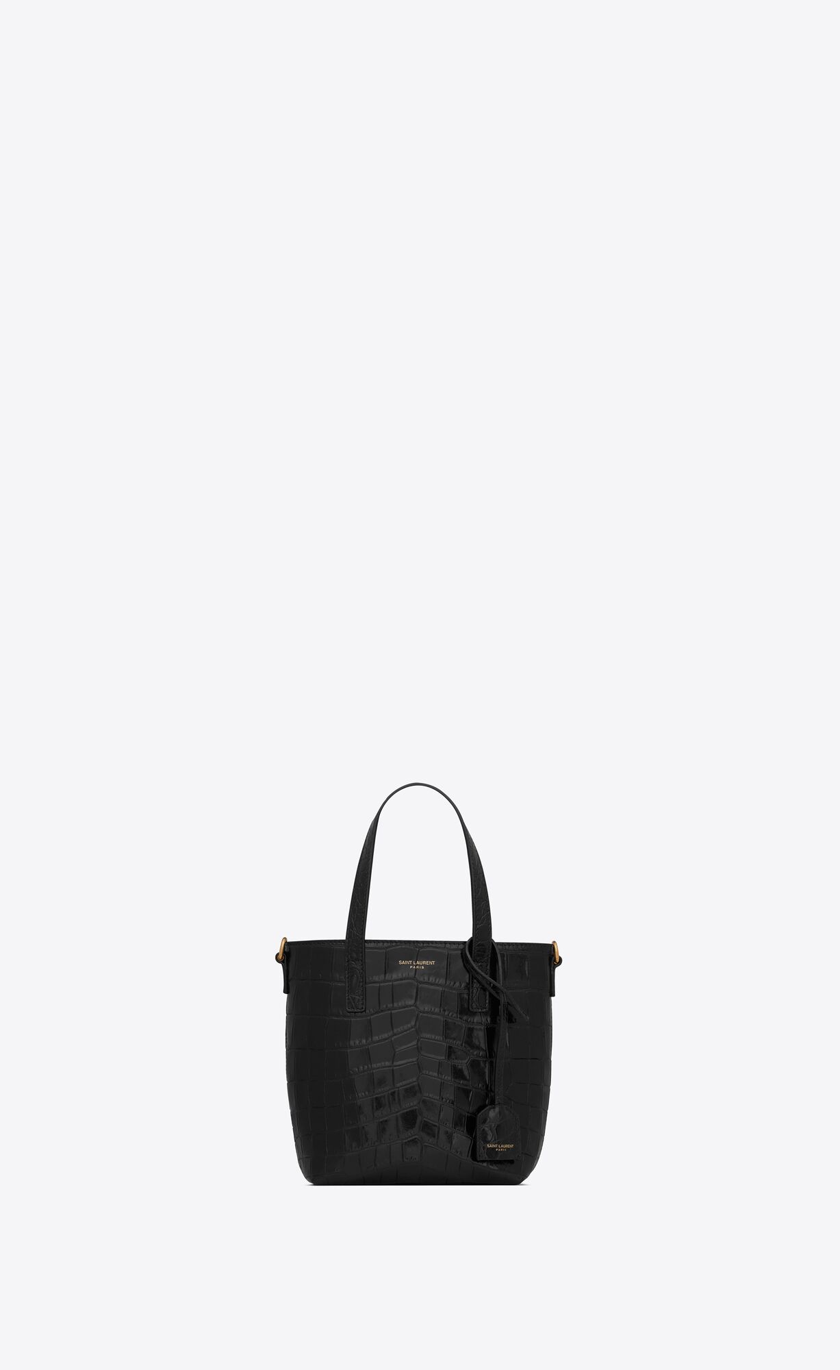 YSL Saint Laurent Paris Mini Toy Shopping In Crocodile-embossed Leder Noir | 02649-JLDS