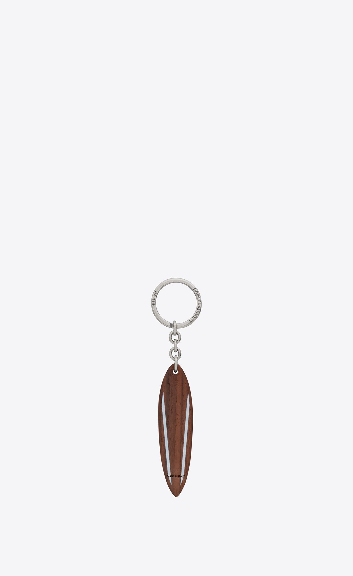 YSL Saint Laurent Surf Keyring In Wood Beige Weiß | 64570-KCTX