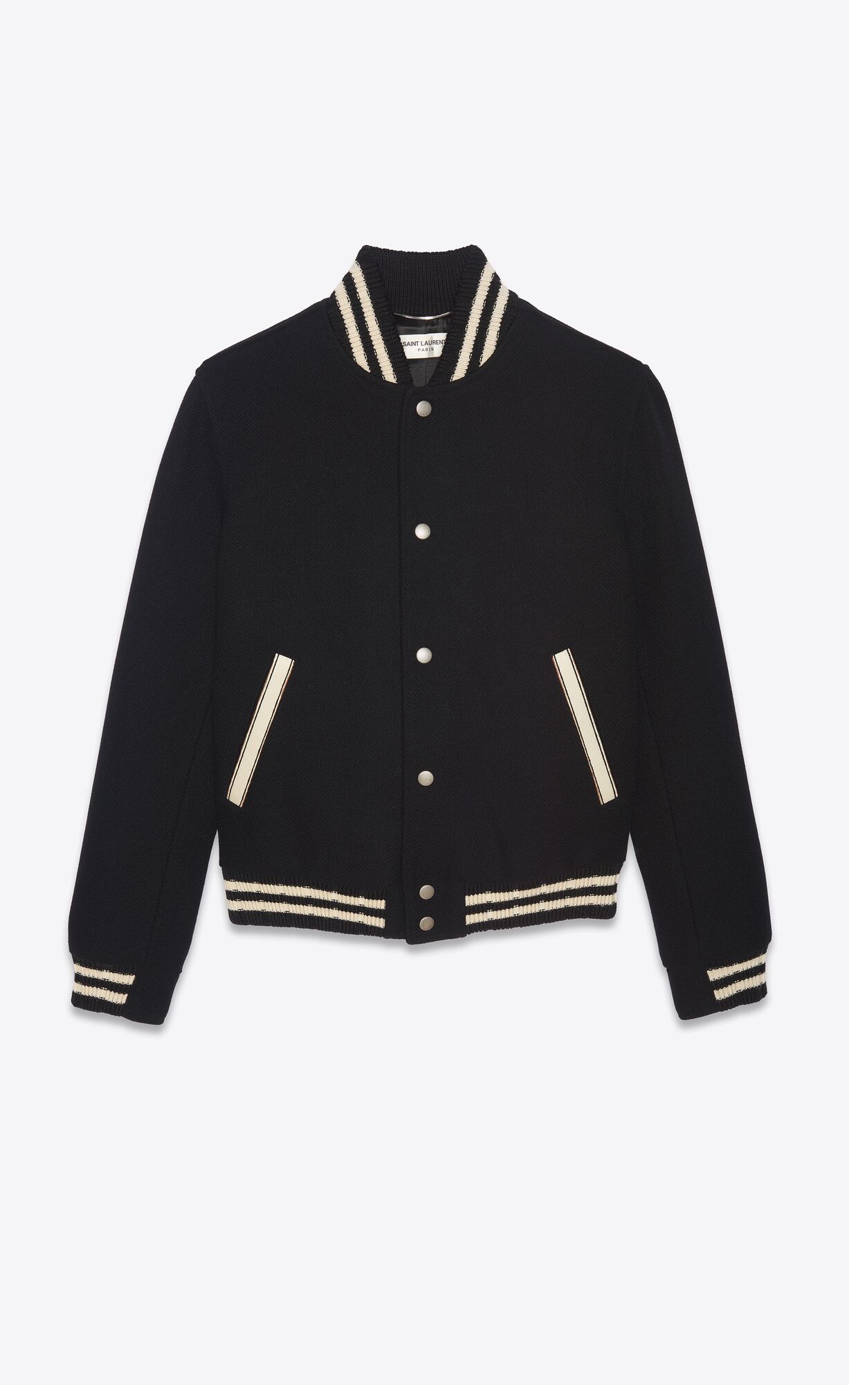 YSL Saint Laurent Teddy Jacket In Wolle Schwarz | 92875-TRLW