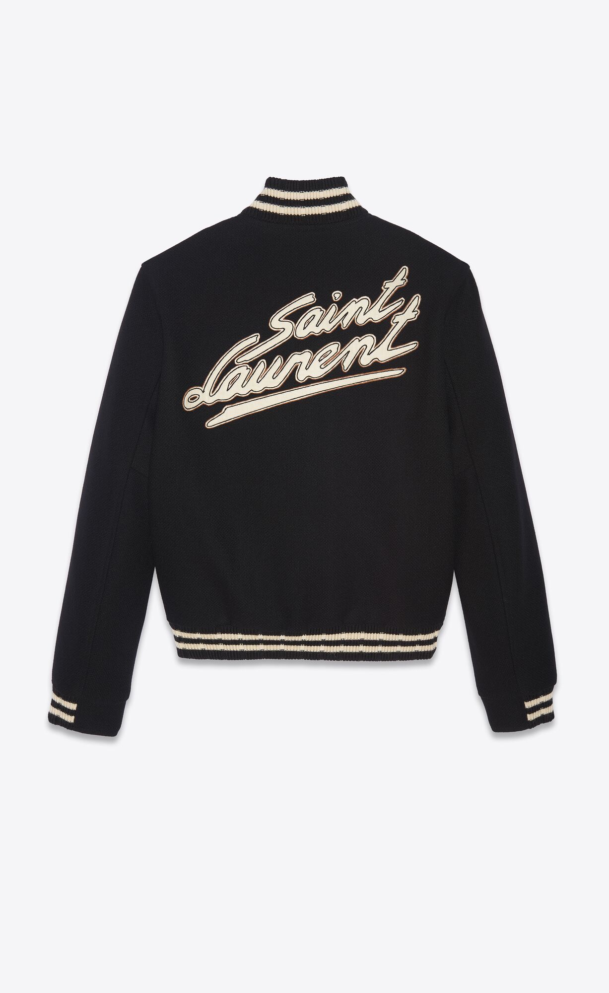 YSL Saint Laurent Teddy Jacket In Wolle Schwarz | 92875-TRLW