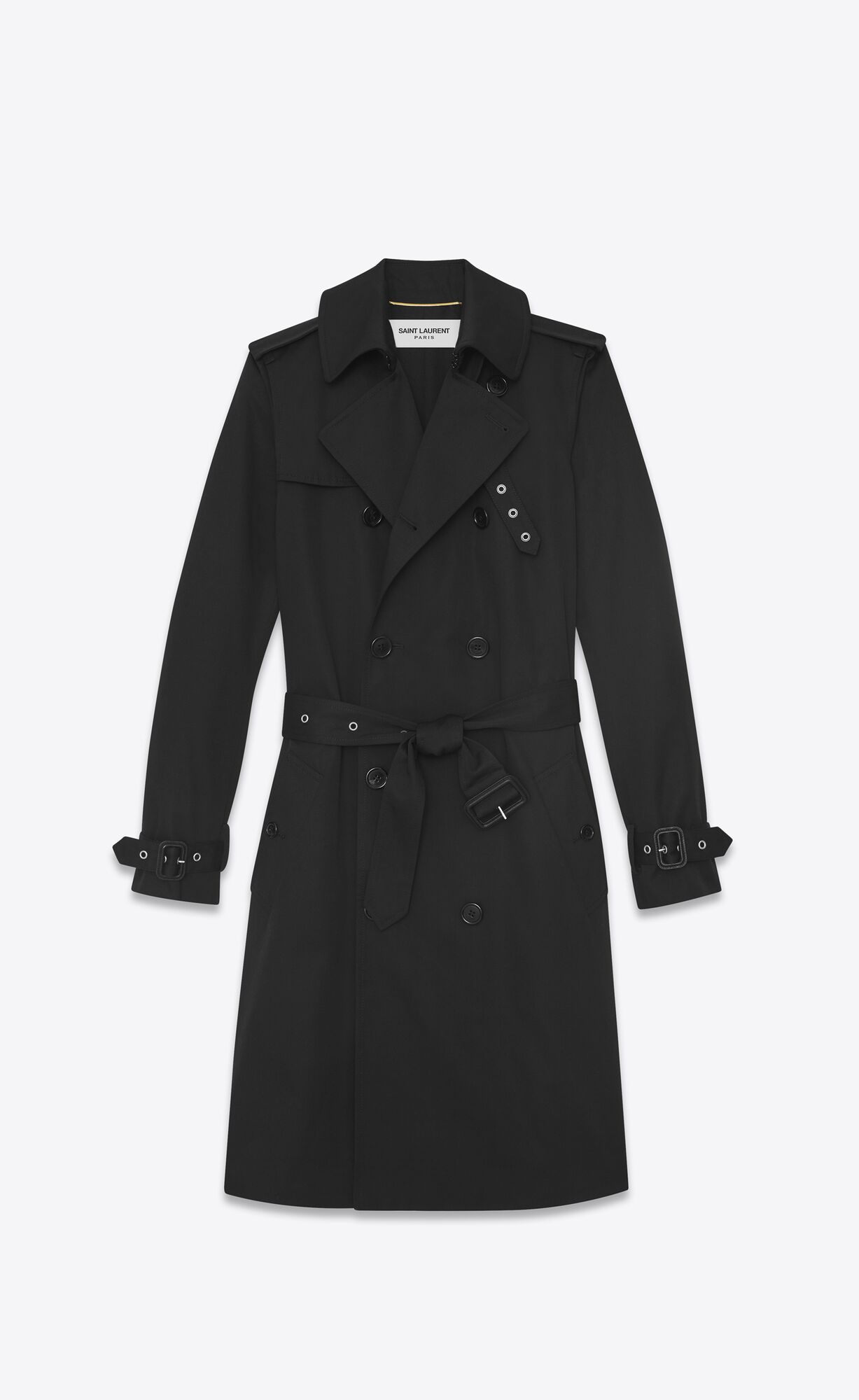 YSL Saint Laurent Trench Coat In Gabardine Schwarz | 35914-TYVF