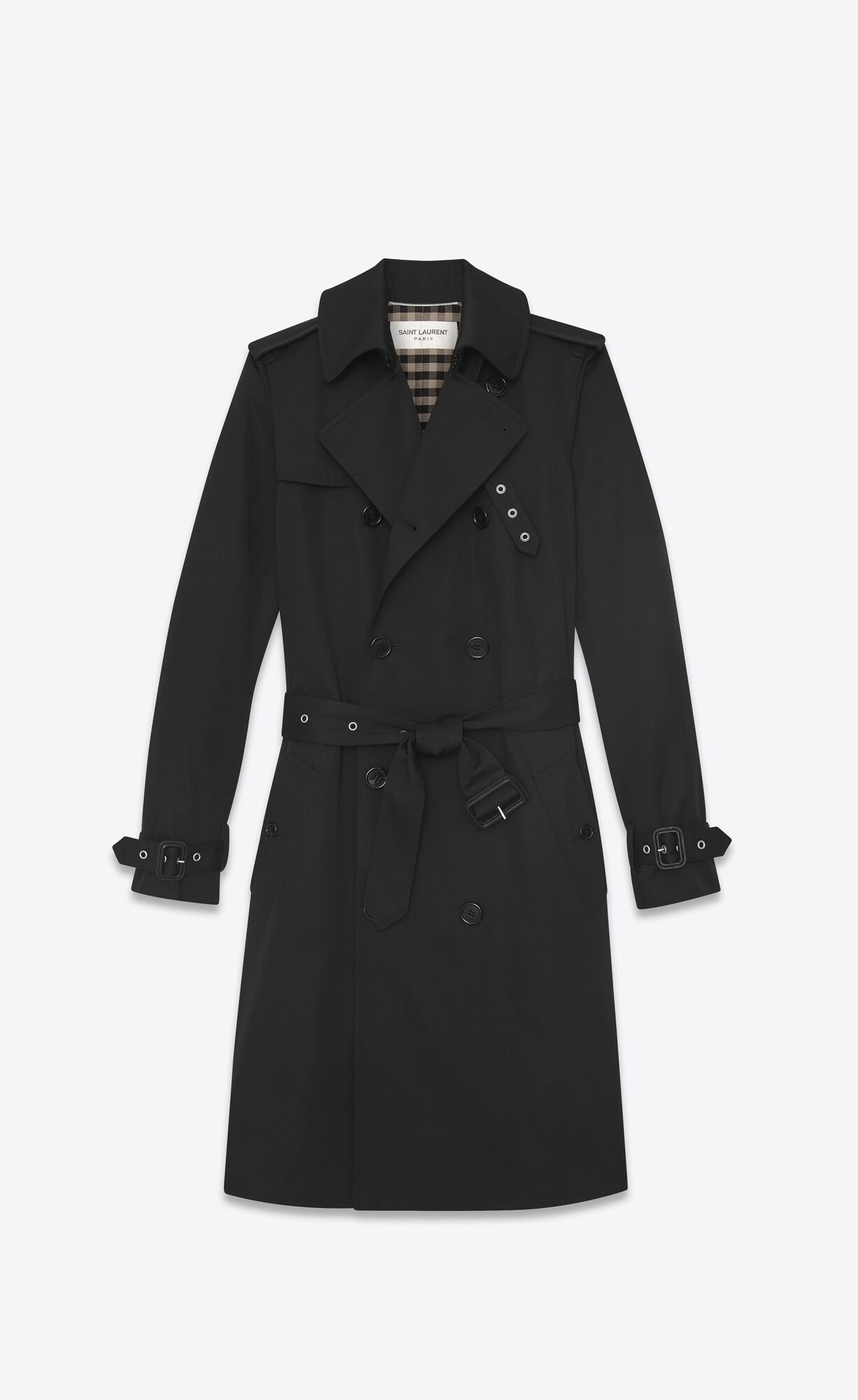 YSL Saint Laurent Trench Coat In Gabardine Schwarz | 71645-HTBX