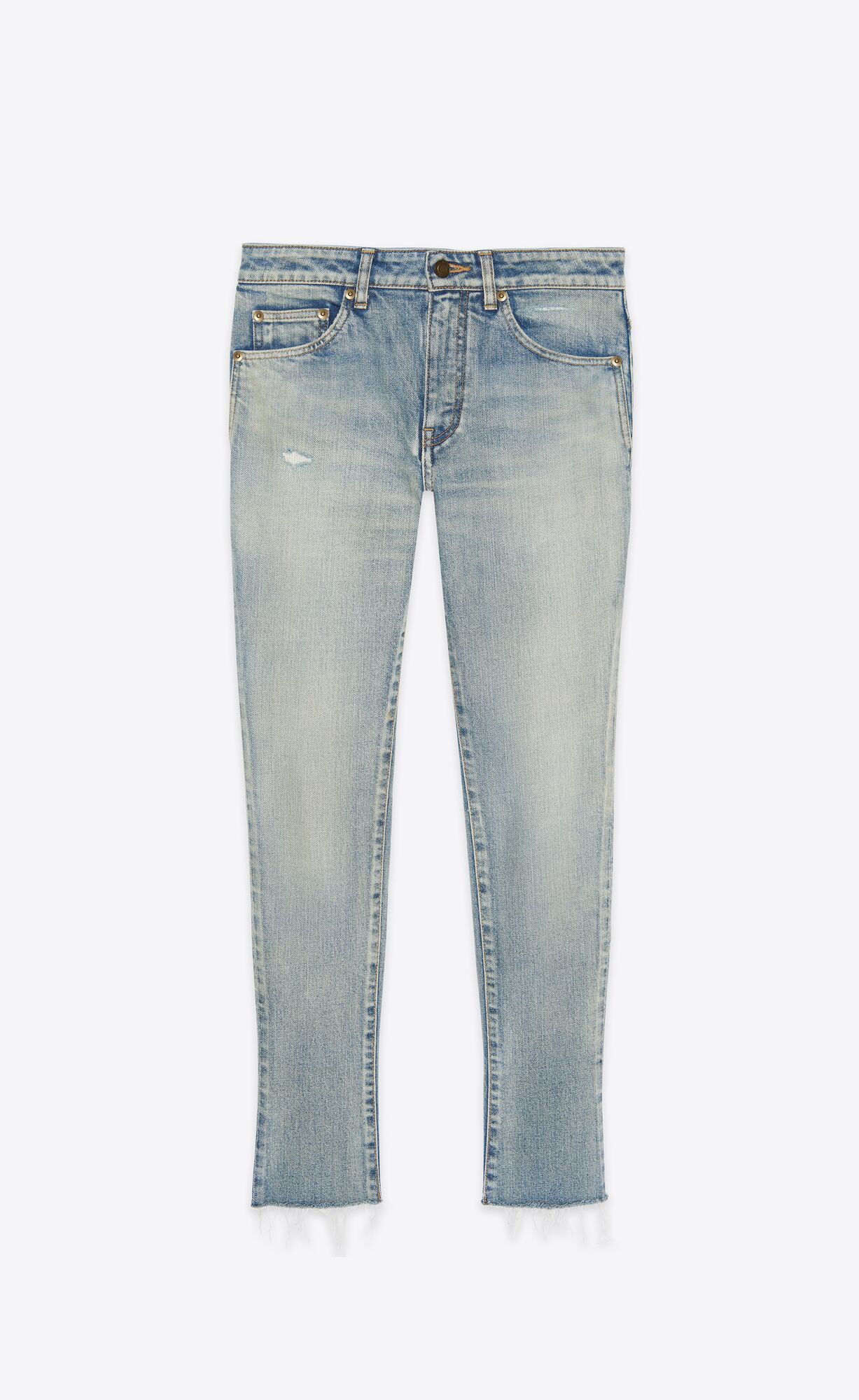 YSL Schlank Mid-waist Jeans Blau | 28064-BLME