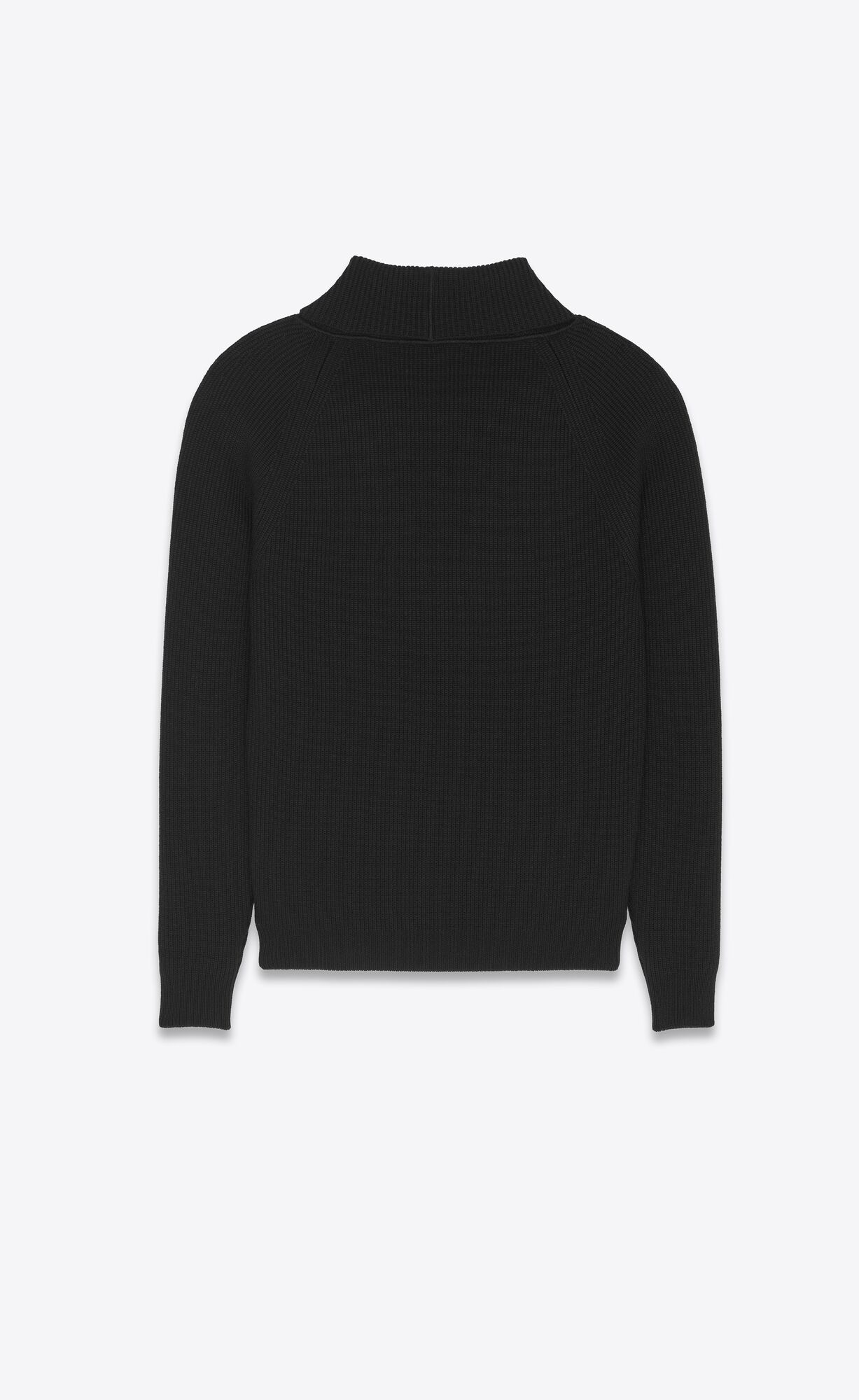 YSL Shawl-neck Pullover In Rib-knit Wolle Noir | 34917-BQRG