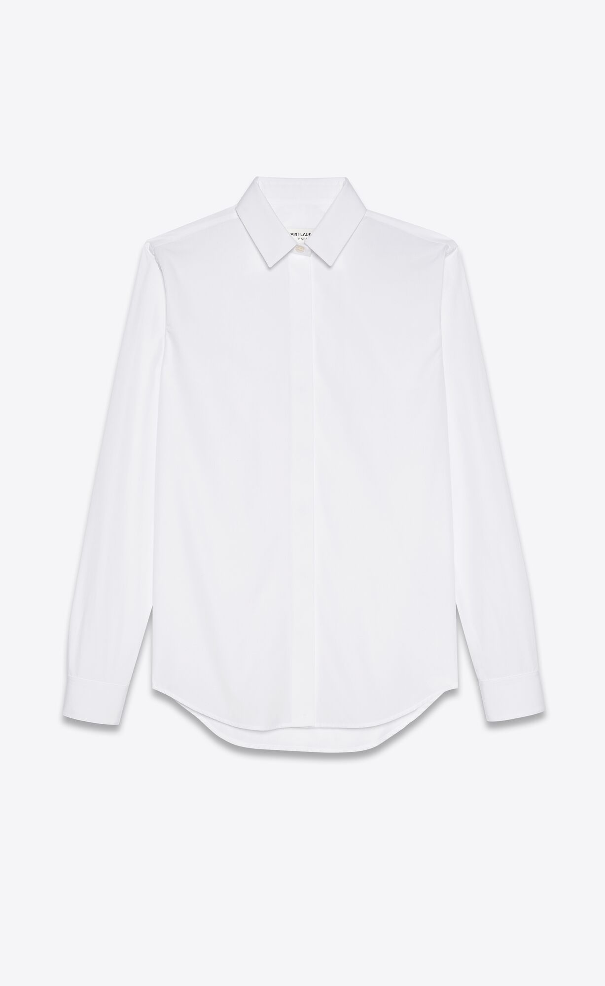 YSL Shirt In Baumwoll Poplin Weiß | 70396-LFBR