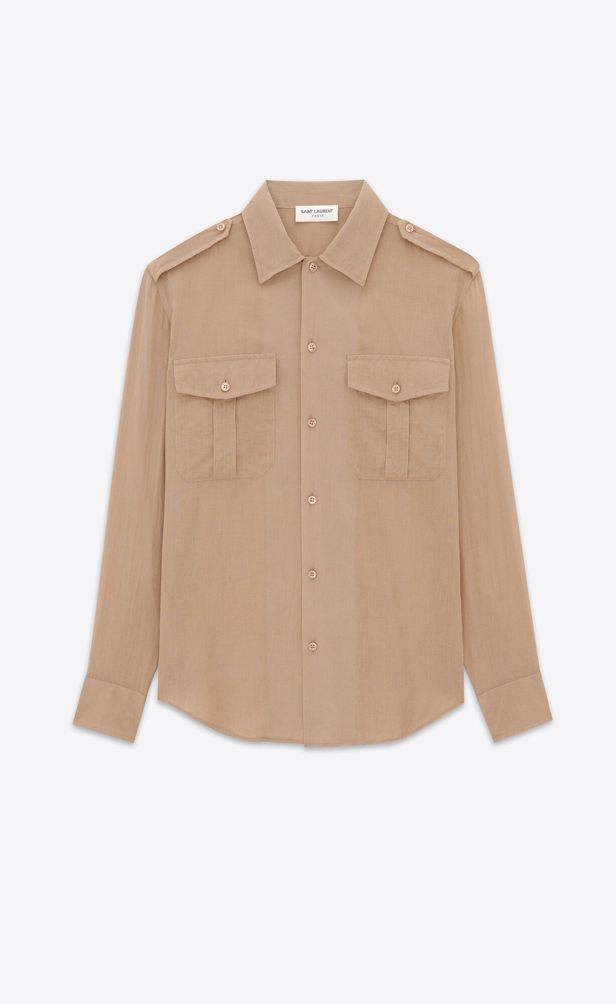 YSL Shirt In Baumwoll Voile Beige | 63472-QRCV