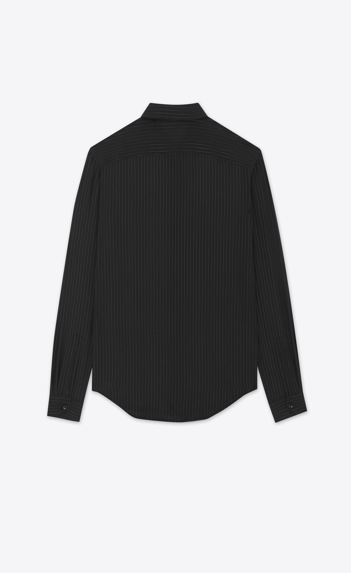 YSL Shirt In Gestreift Lamé Schwarz | 25134-GBIE