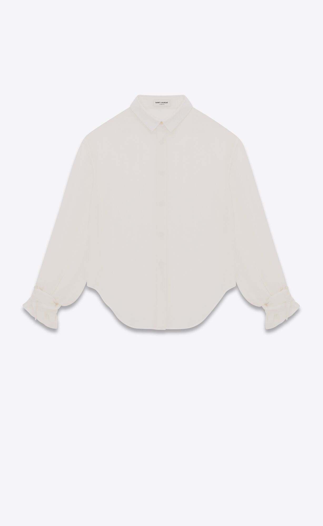 YSL Shirt In Gestreift Silk Craie | 21735-KGWR