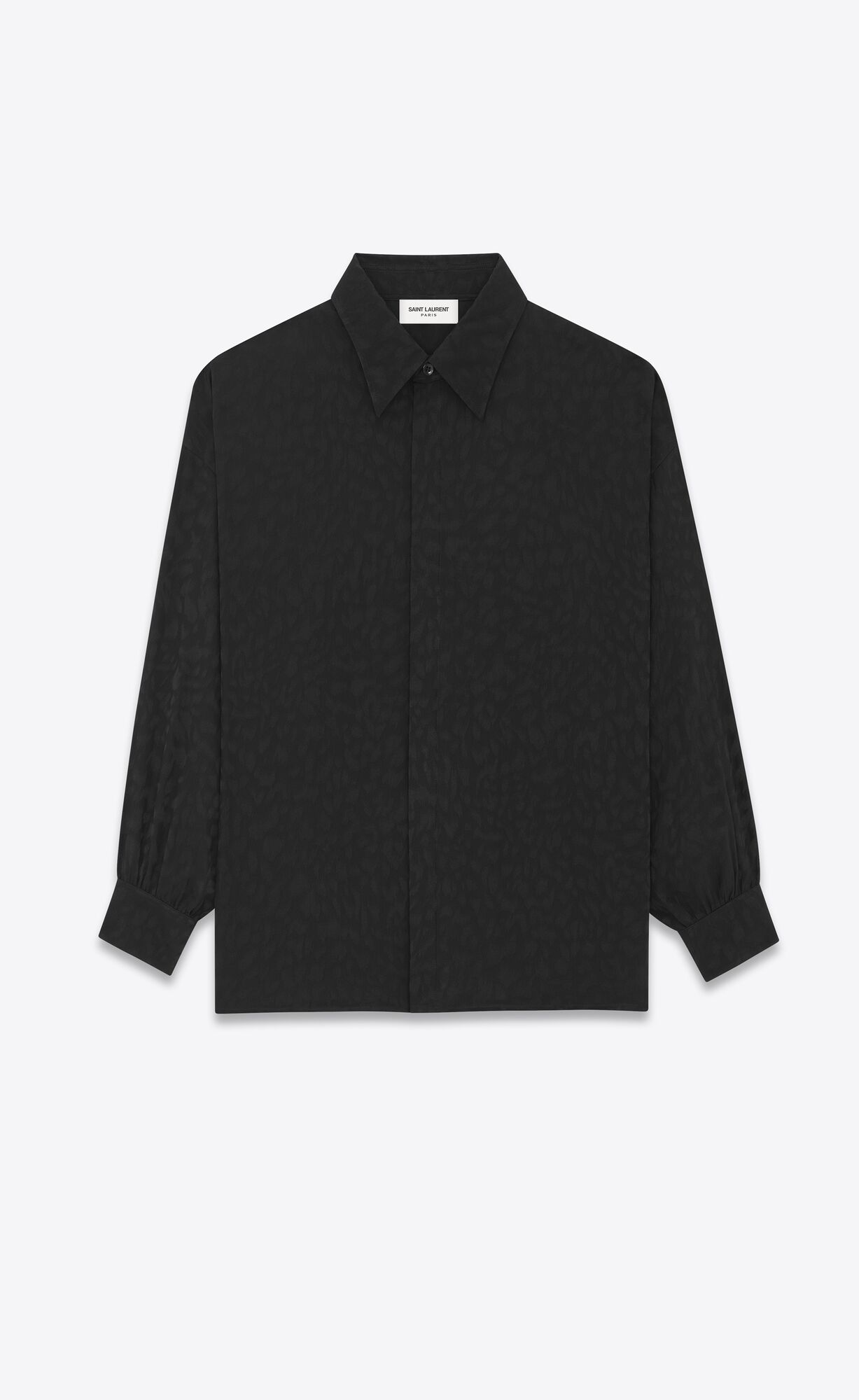 YSL Shirt In Matte And Shiny Silk Schwarz | 56120-IAMS