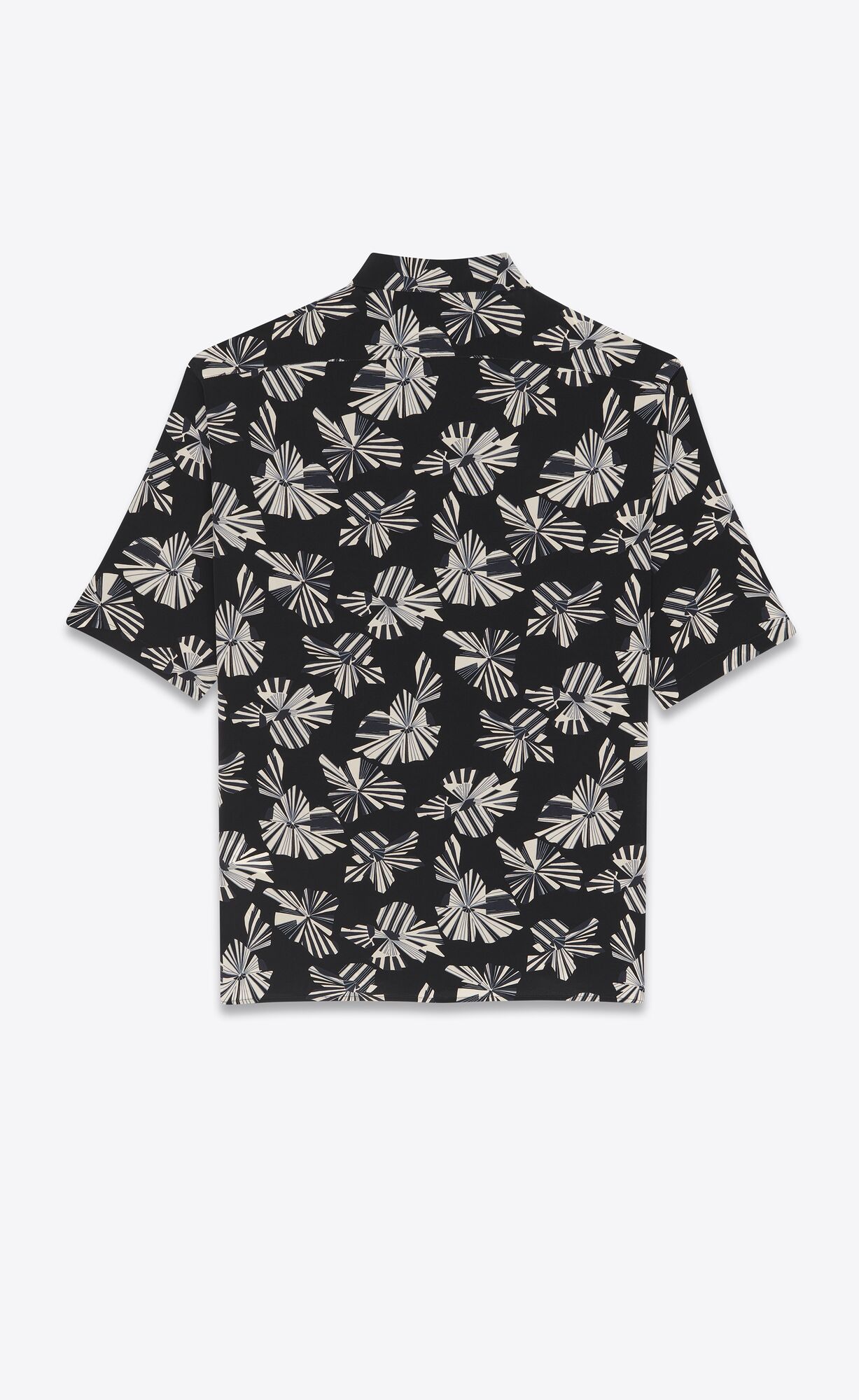 YSL Shirt In Origami Print Silk Noir Craie Gris | 36872-GUYI