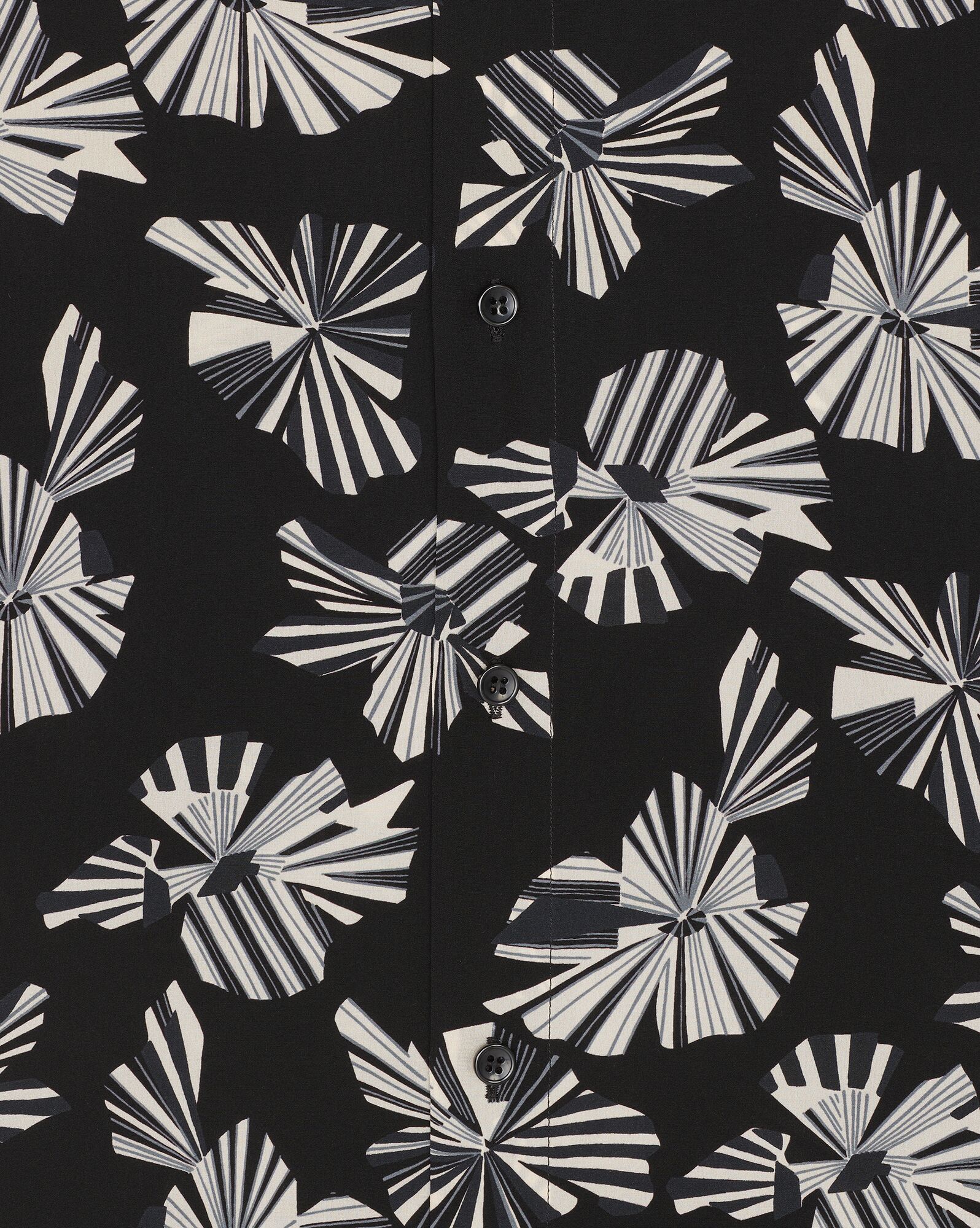 YSL Shirt In Origami Print Silk Noir Craie Gris | 36872-GUYI