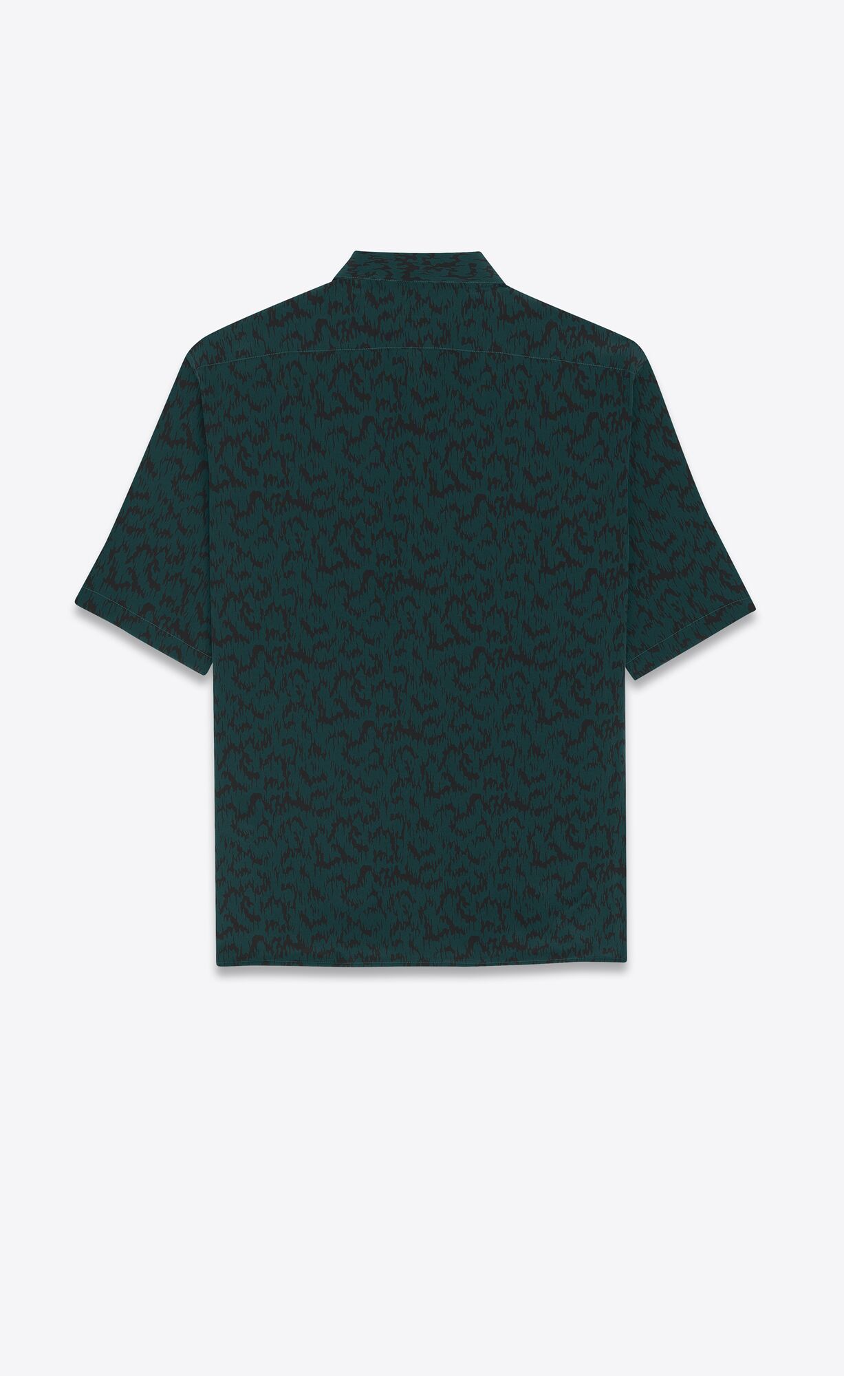 YSL Shirt In Printed Crepe De Chine Vert Noir | 75386-LAOQ