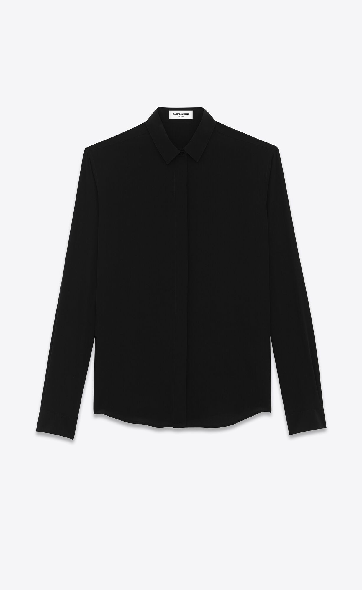 YSL Shirt In Silk Crêpe Schwarz | 52086-IULK