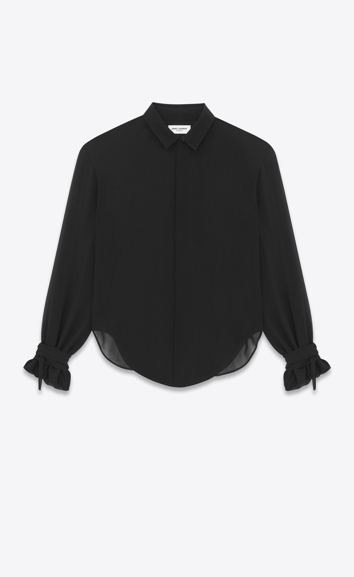 YSL Shirt In Silk Georgette Schwarz | 62798-UPGA