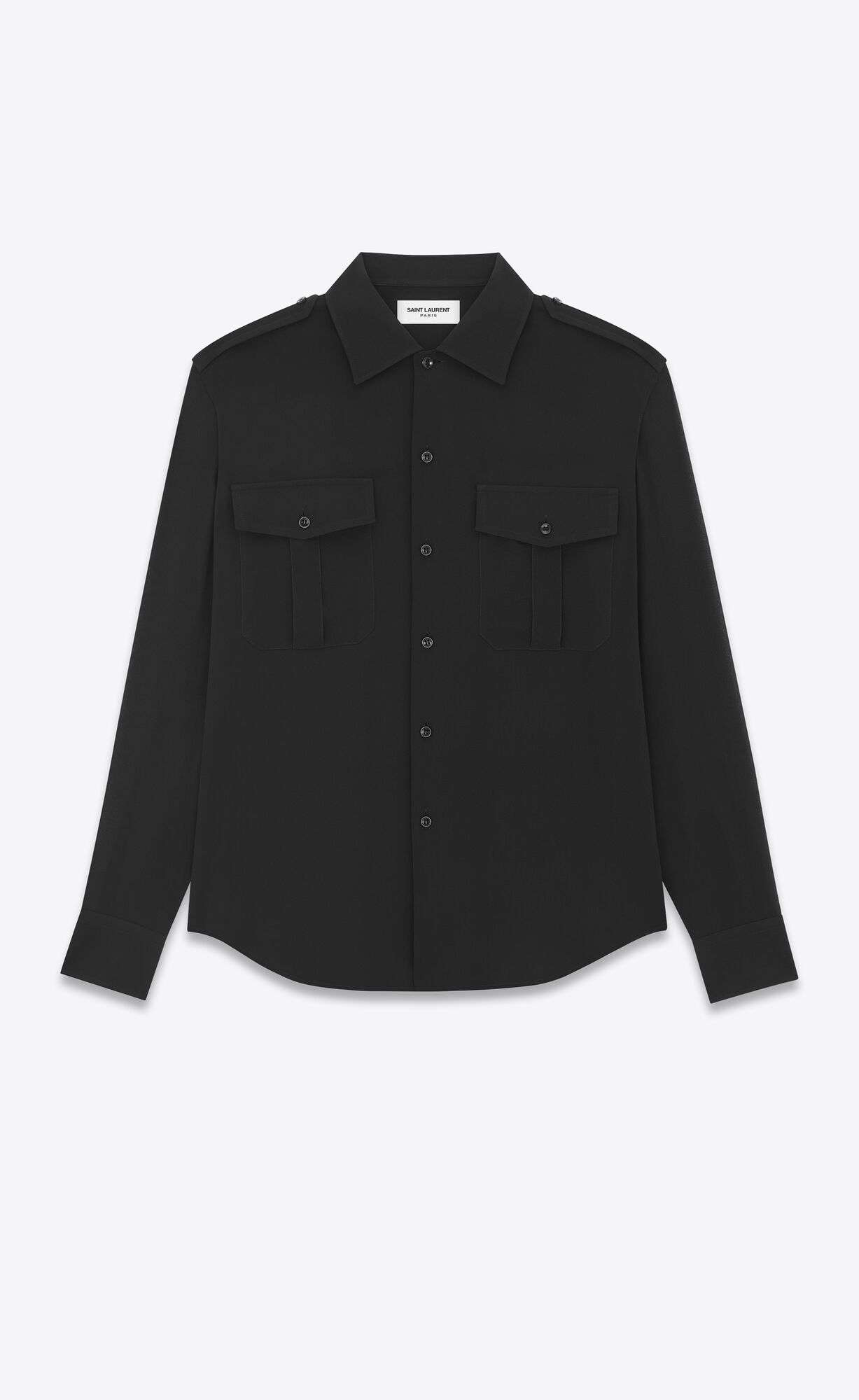 YSL Shirt In Silk Georgette Schwarz | 63078-VXFE