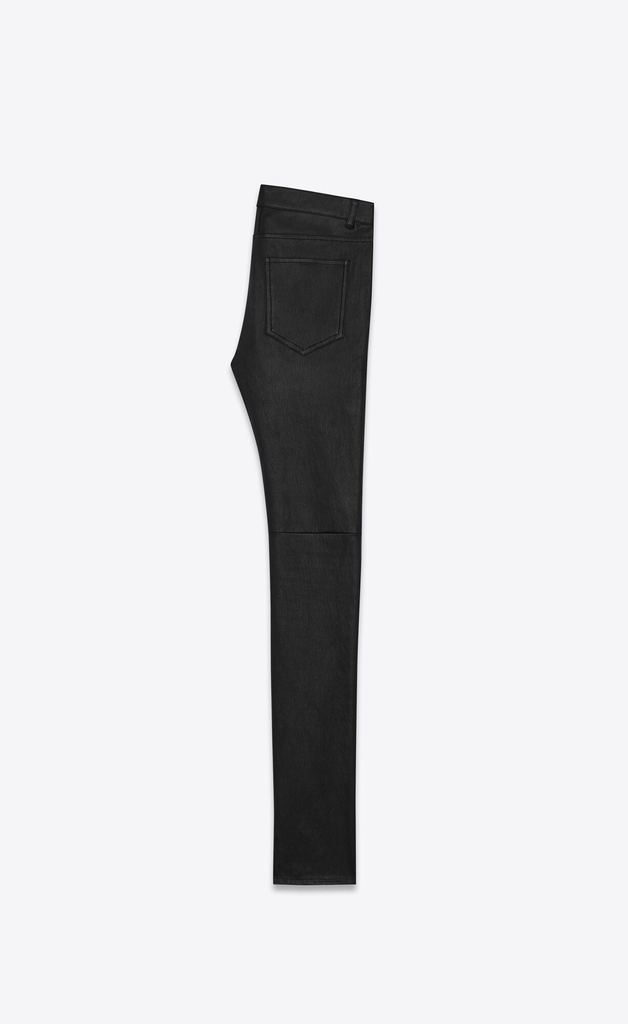 YSL Signature Low Waisted Schlank Jeans In Black Leder Schwarz | 64203-AOMY