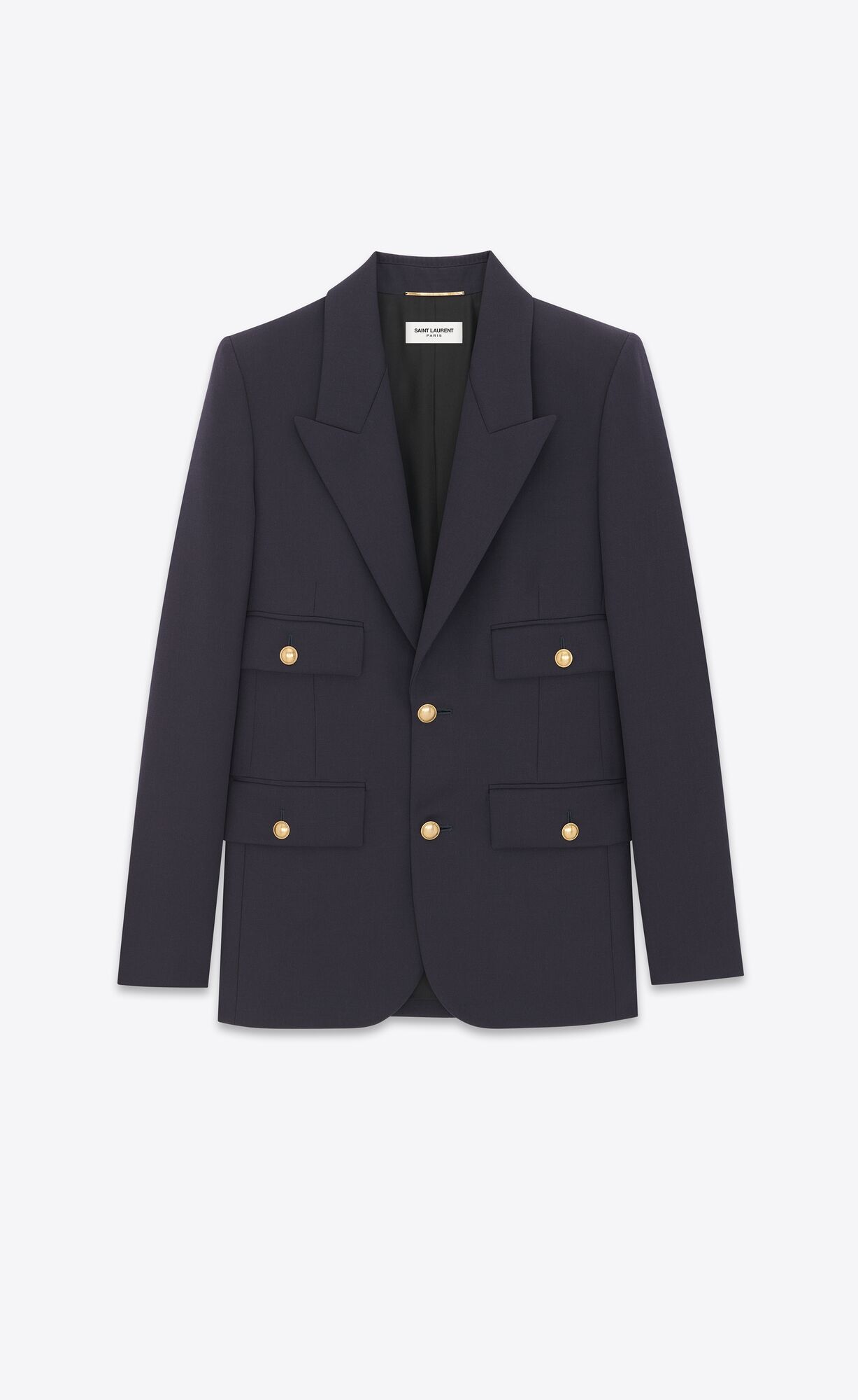 YSL Single-breasted Jacket In Grain De Poudre Blau | 74903-EQCI