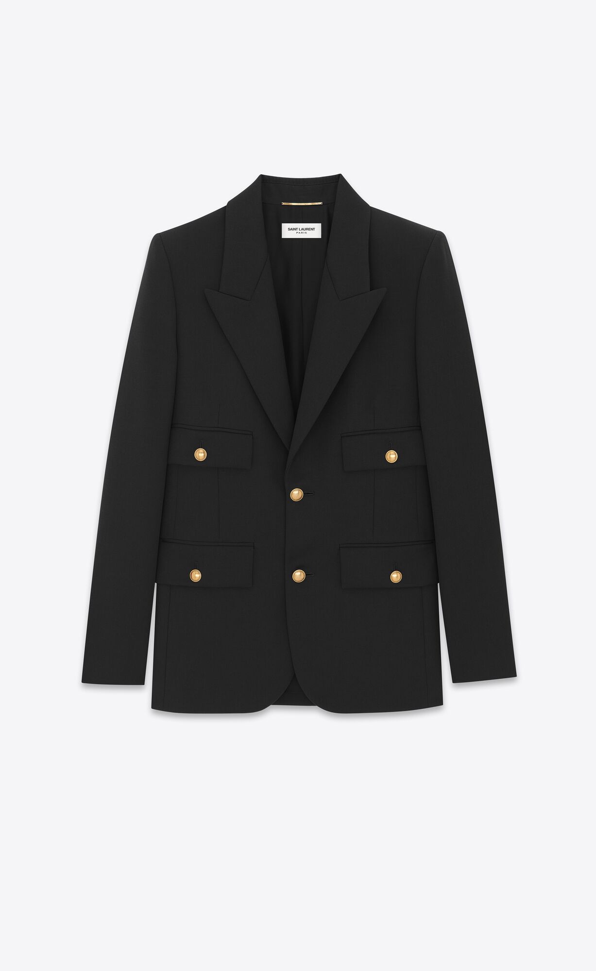 YSL Single-breasted Jacket In Grain De Poudre Schwarz | 91260-GQUM