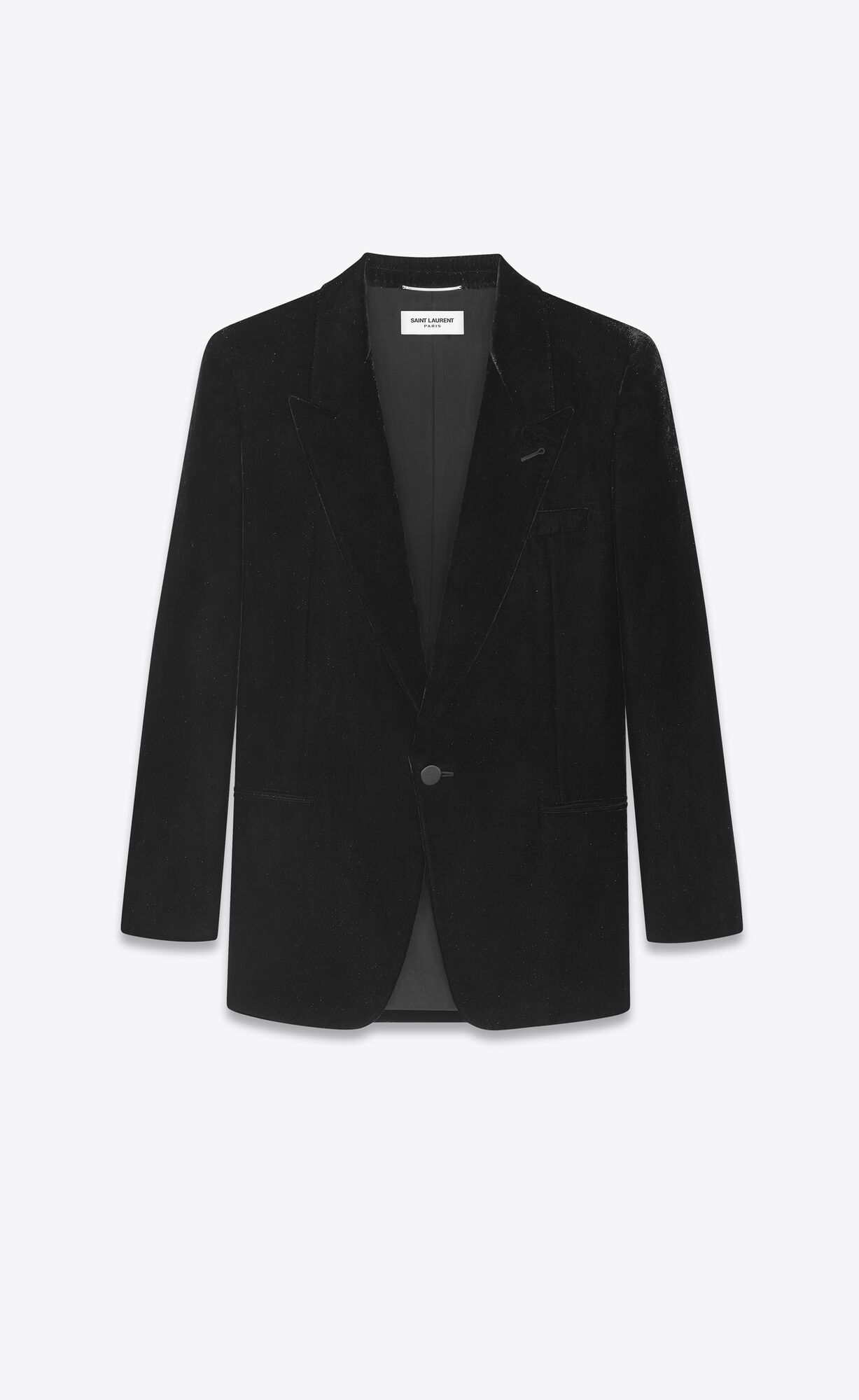 YSL Single-breasted Jacket In Shimmering Velvet Noir Brillant | 75980-KXRY