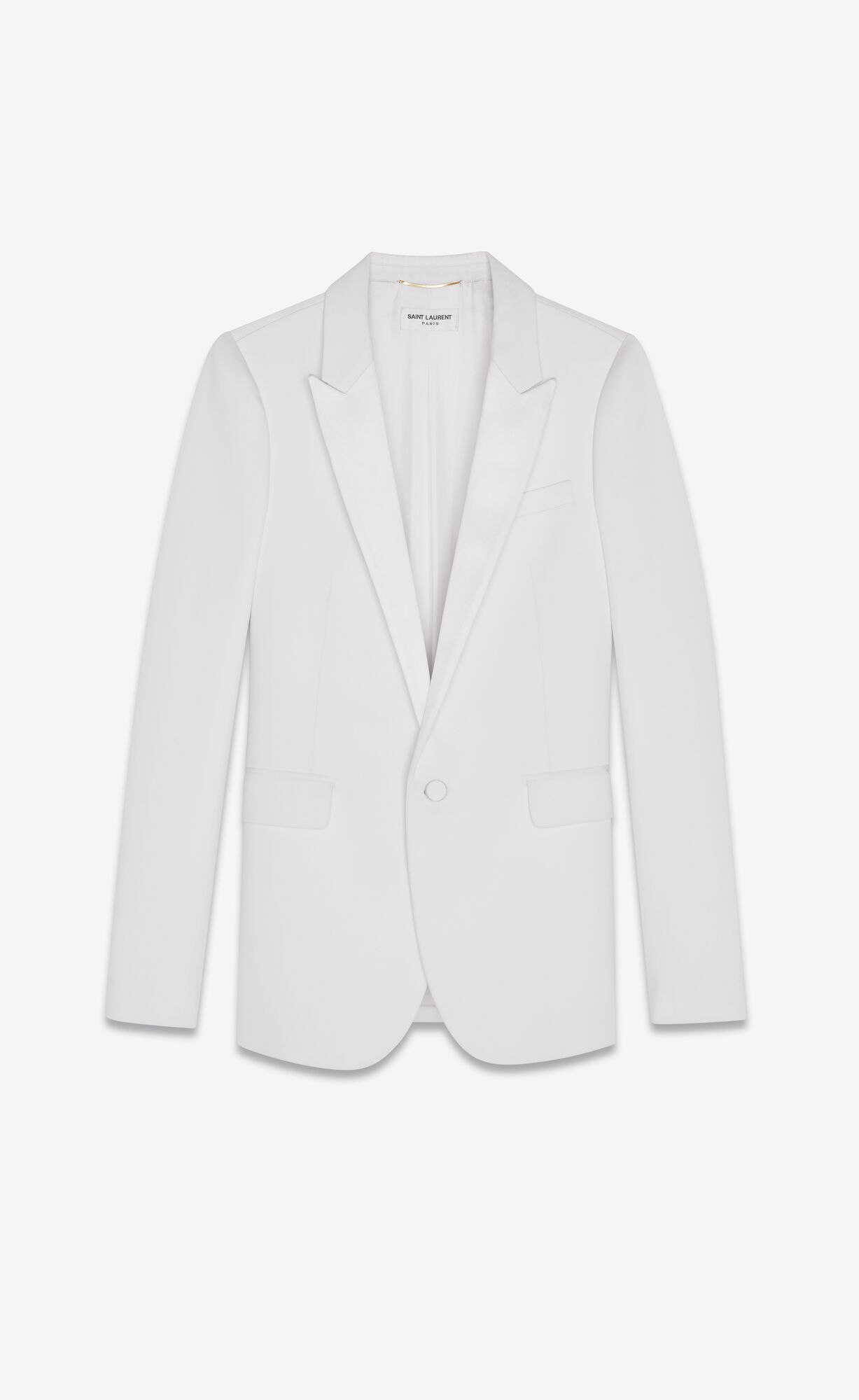 YSL Single-breasted Tuxedo Jacket In Grain De Poudre Weiß | 07532-VOUB