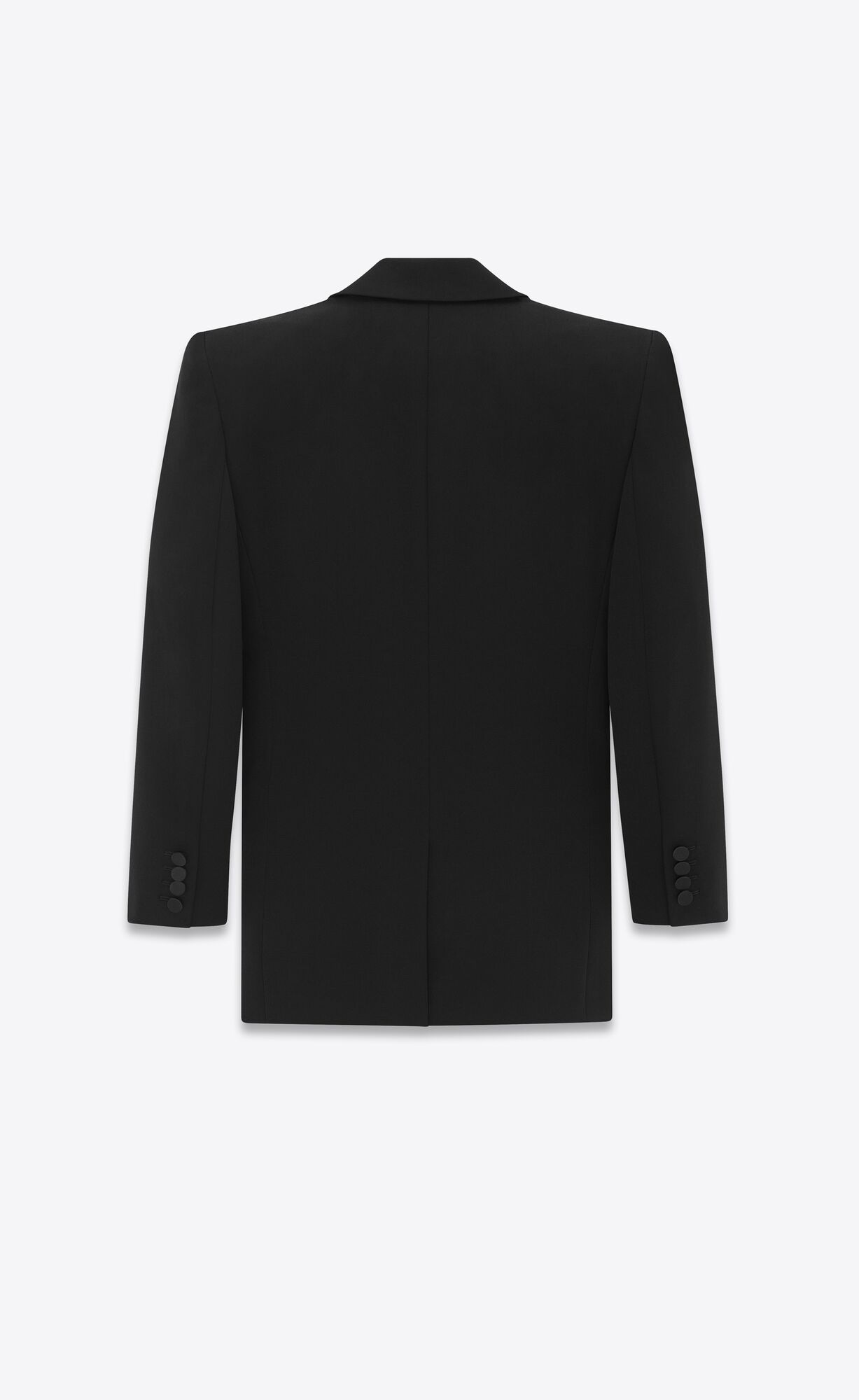 YSL Single-breasted Tuxedo Jacket In Grain De Poudre Schwarz | 31205-FHZL