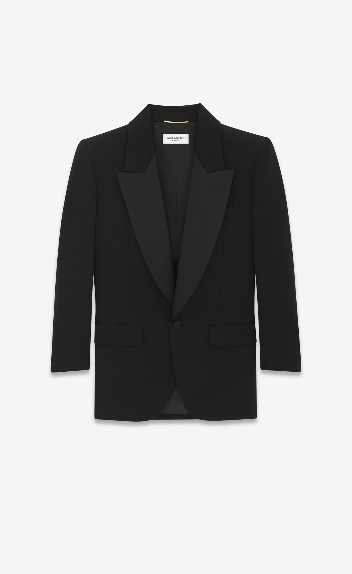 YSL Single-breasted Tuxedo Jacket In Grain De Poudre Schwarz | 31205-FHZL