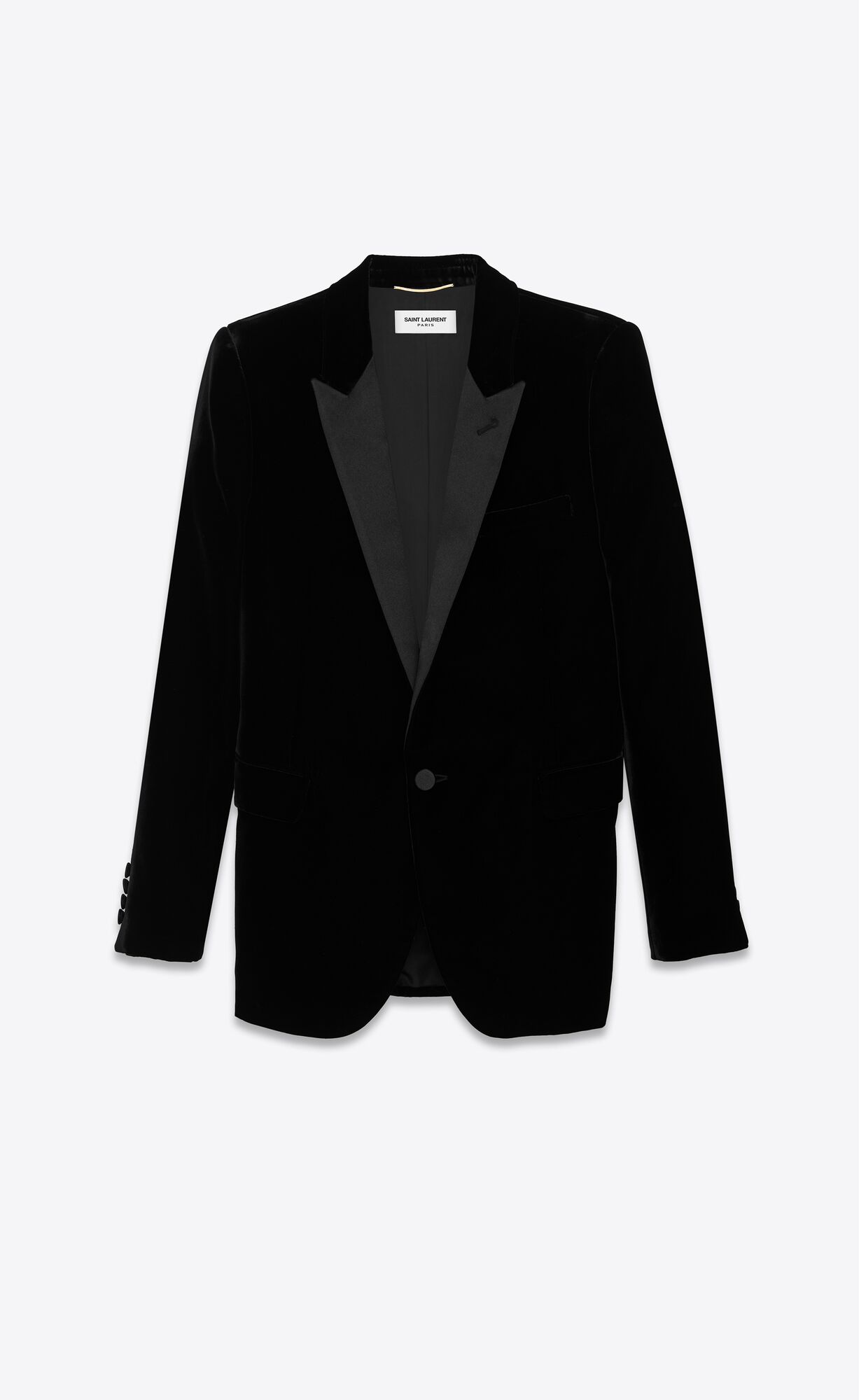 YSL Single-breasted Tuxedo Jacket In Velvet Schwarz | 06183-PRNJ